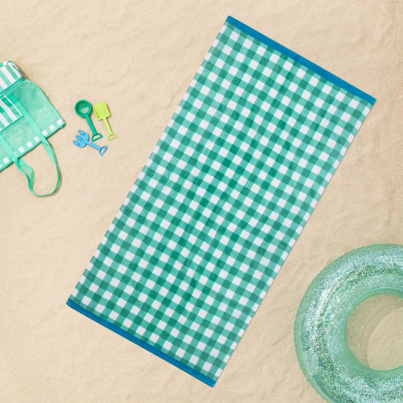 Gingham Beach Towel Green - Sun Squad™