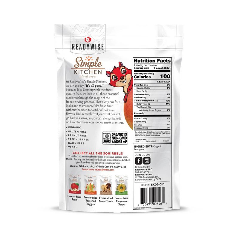 ReadyWise Simple Kitchen Organic Freeze Dried Mango - 6ct Case