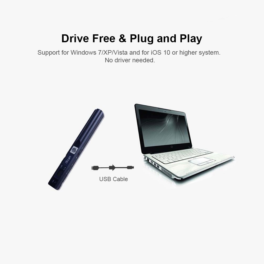 iScan Portable Scanner Mini Handheld Document Scanner A4 Book Scanner JPG and PDF Format 300/600/900 DPI