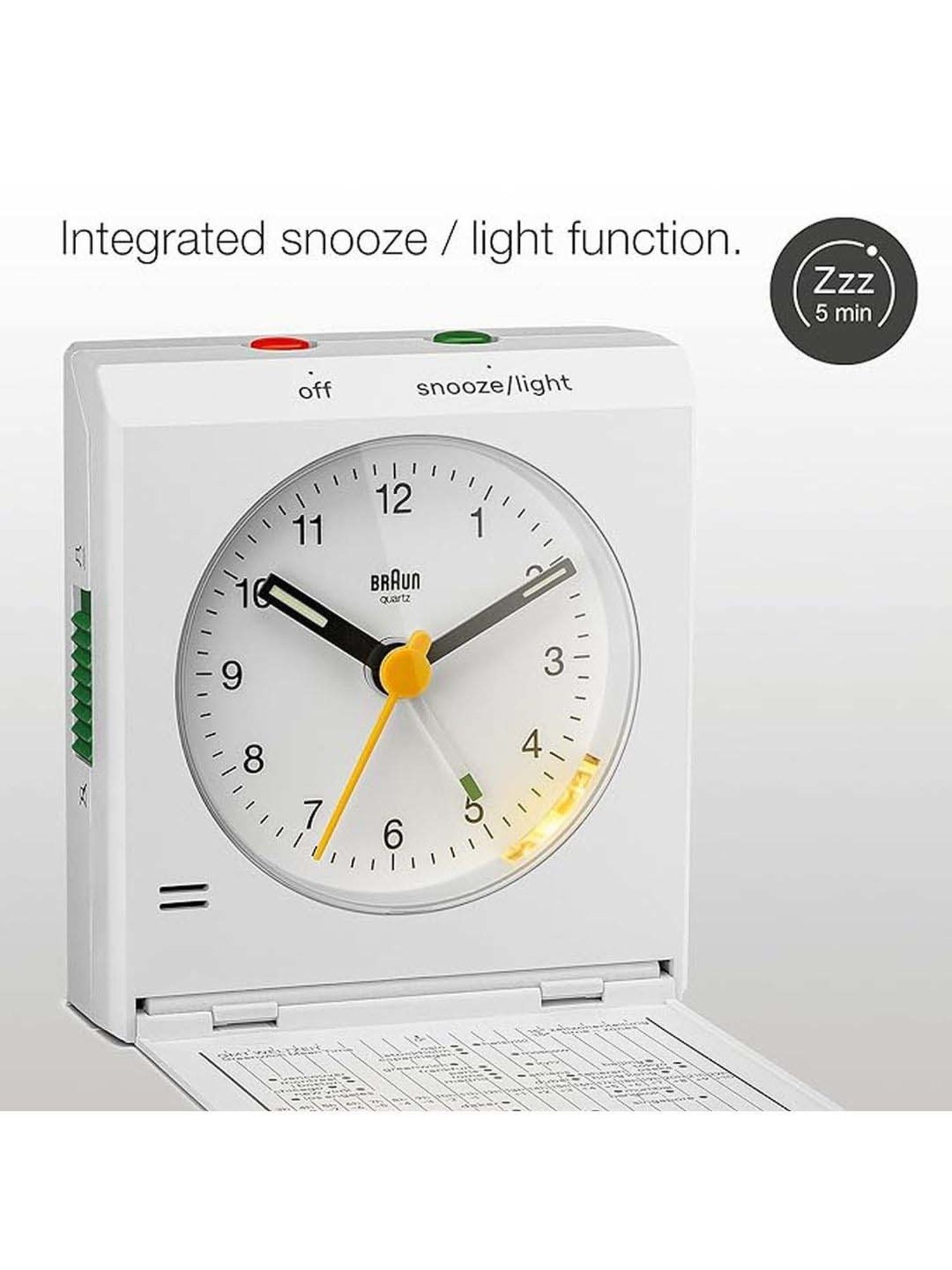 Braun White Classic Analog Alarm Clock
