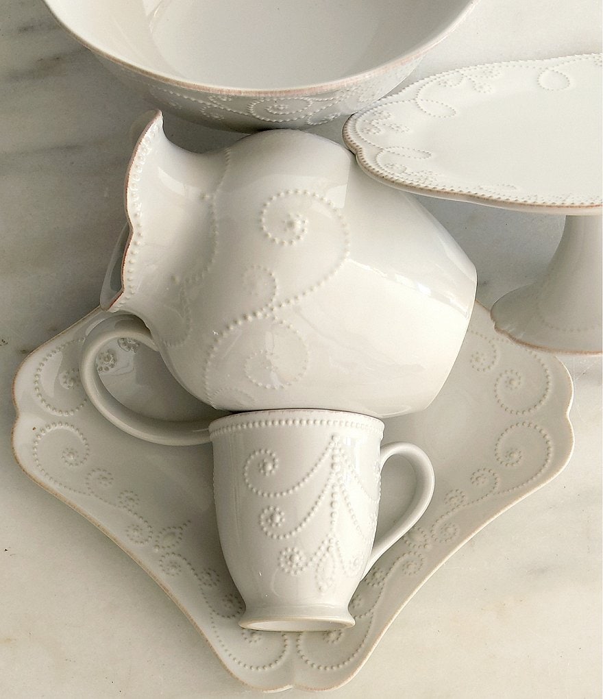 Lenox French Perle Scalloped Stoneware Pedestal Cake Plate