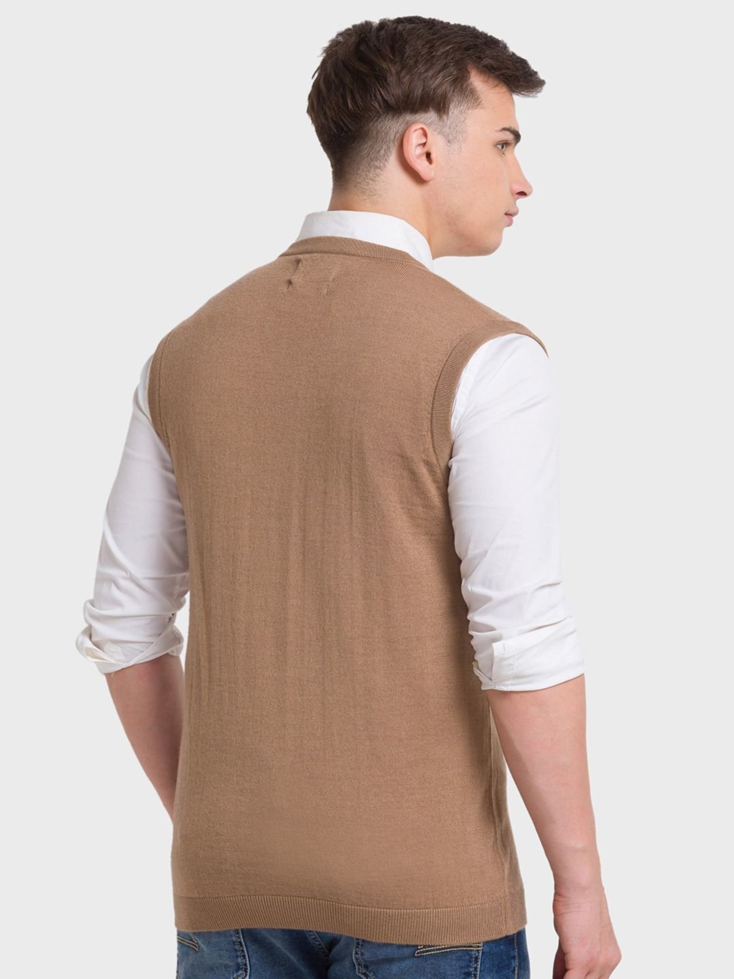 ColorPlus Brown Regular Fit Sweaters
