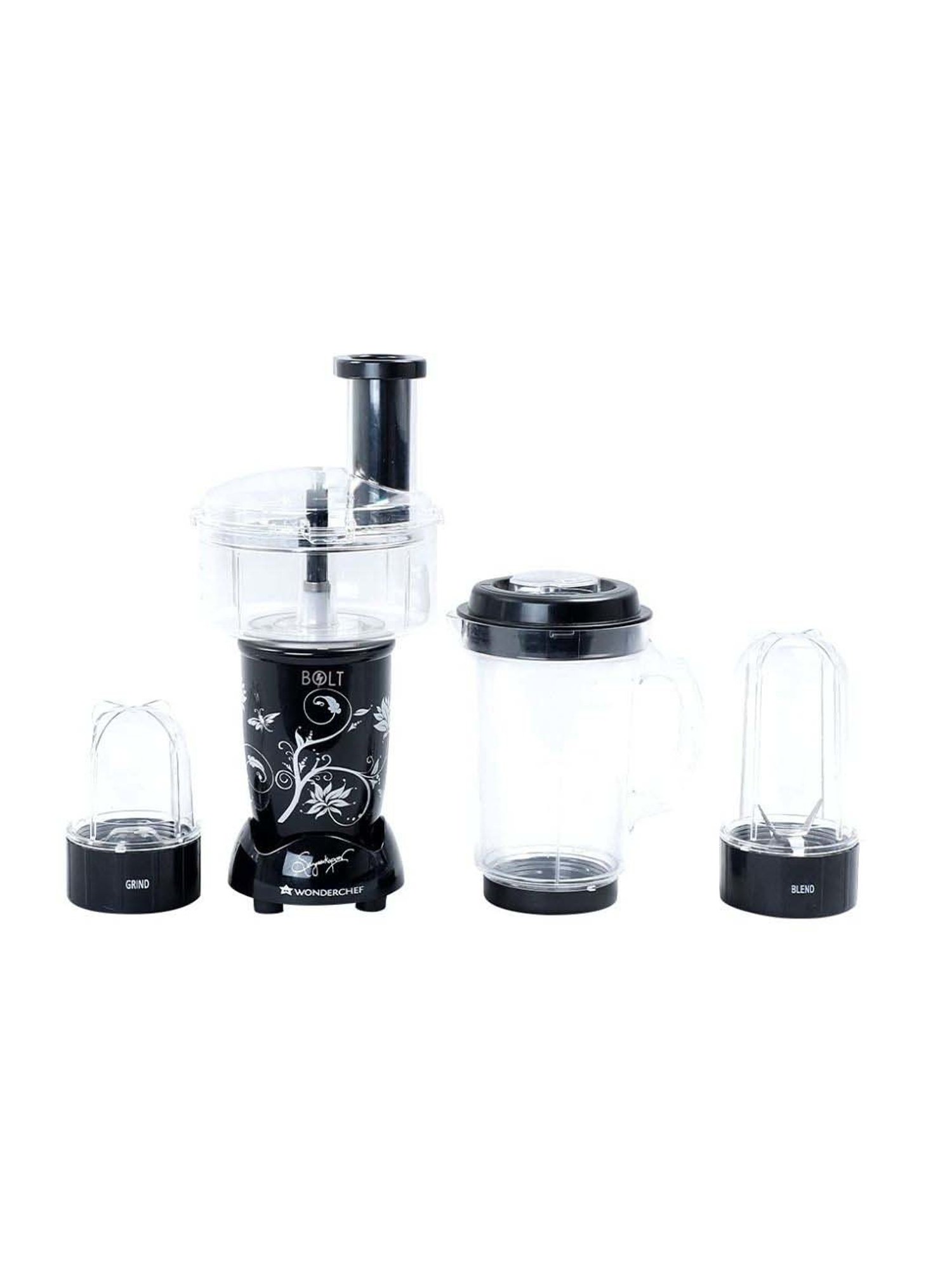 Wonderchef Nutri-blend BOLT 22000 RPM Food Processor & Atta Kneader with 4 Jar (600W, Black)