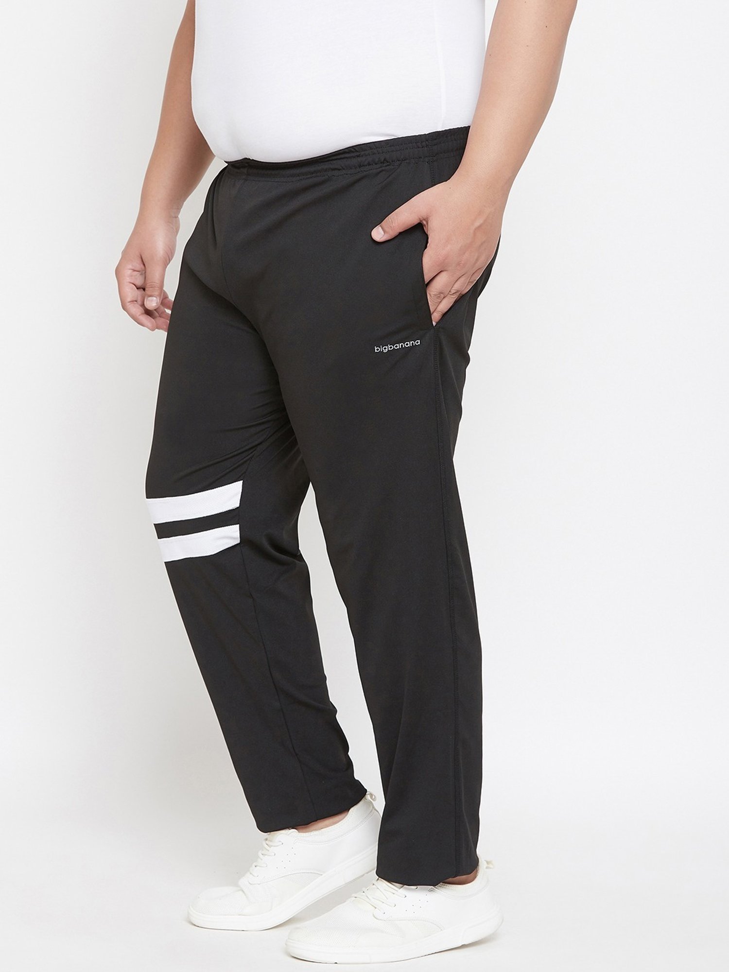 Bigbanana Black Regular Fit Colour Block Trackpants
