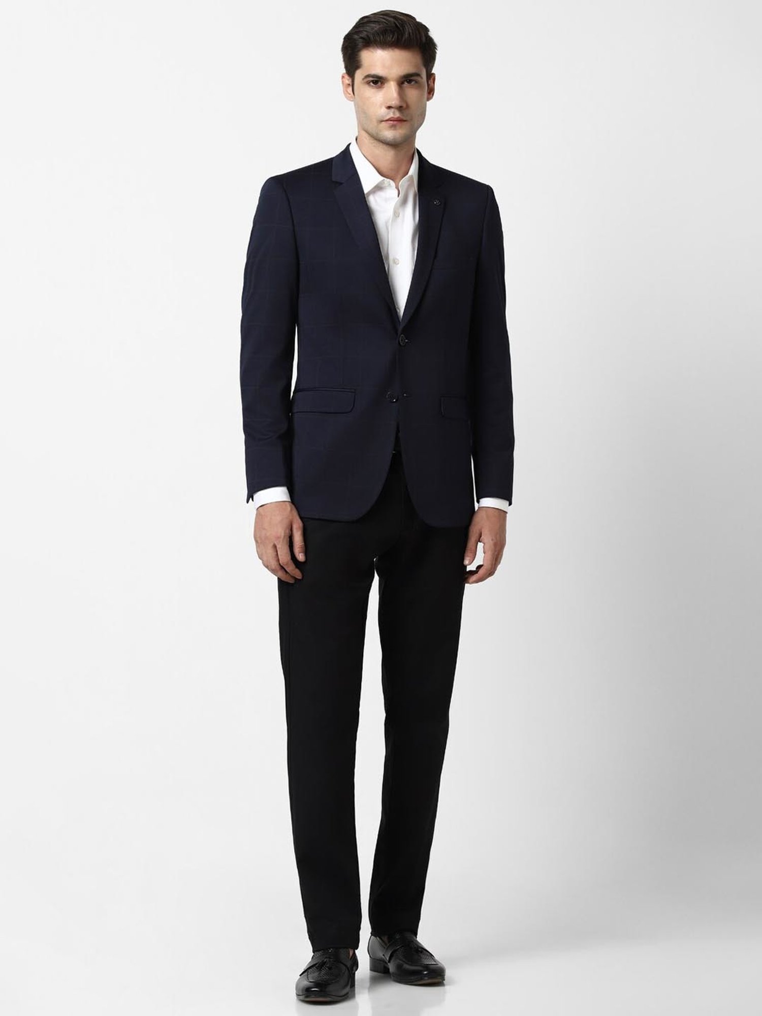 Van Heusen Navy Slim Fit Checks Blazer