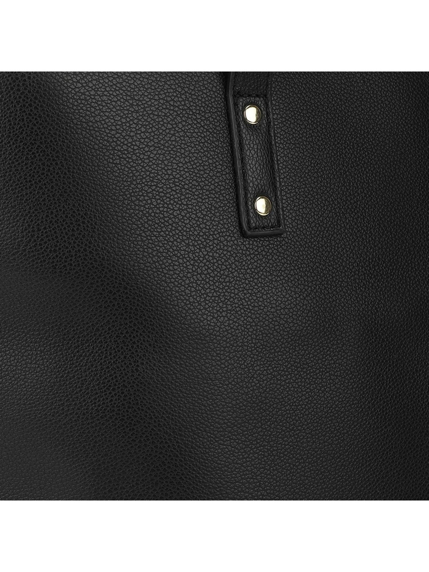 Tyra Daisy Black Solid Faux Leather Tote Handbag