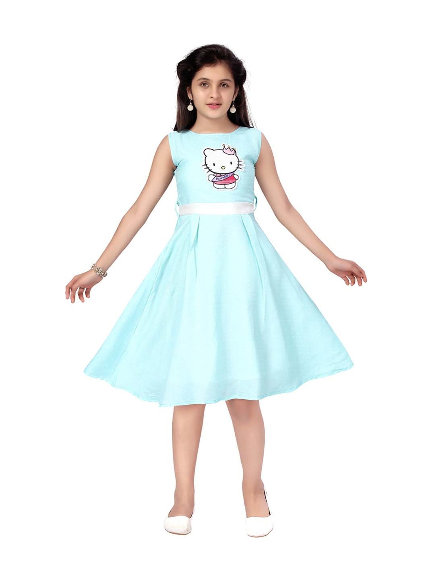 Aarika Kids Turquoise Printed Dress