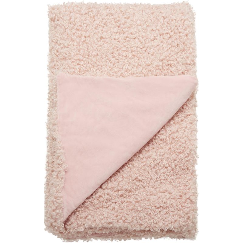 Nourison Curly Faux Fur Rose Throw Blanket - 50" x 60"