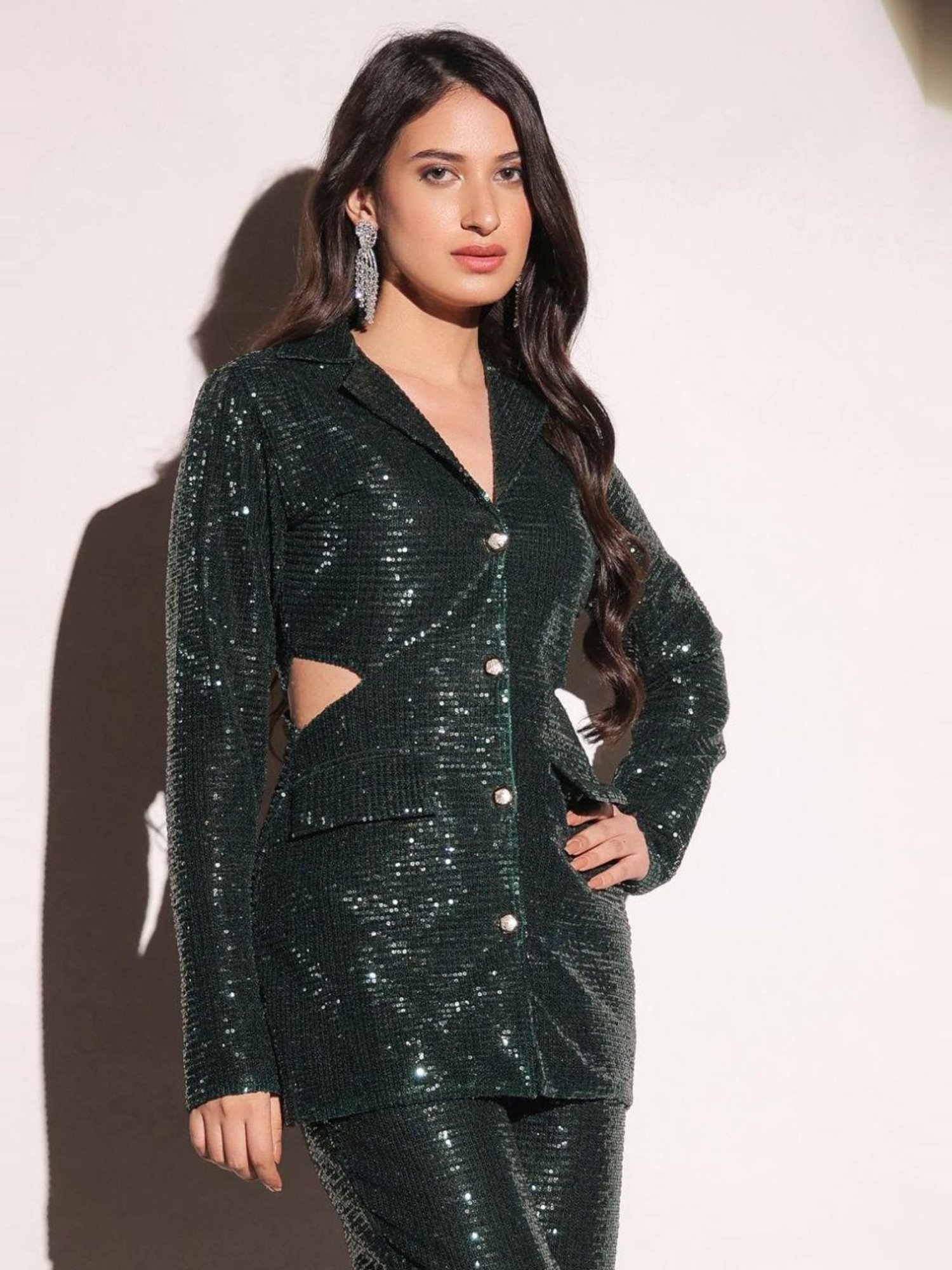 BInfinite Emerald Green Showtime Dazzling Blazer