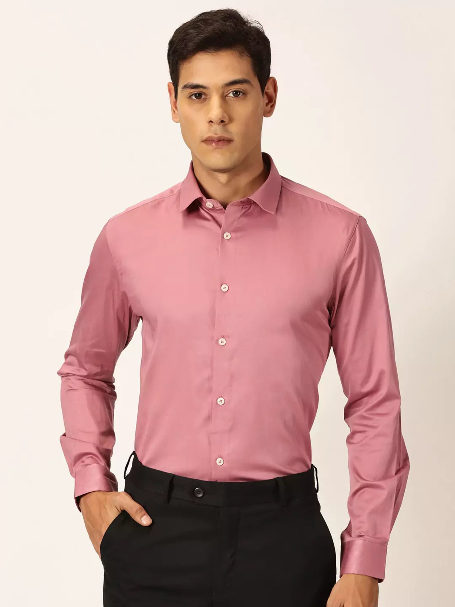 Thomas Scott Pink Slim Fit Cotton Shirt