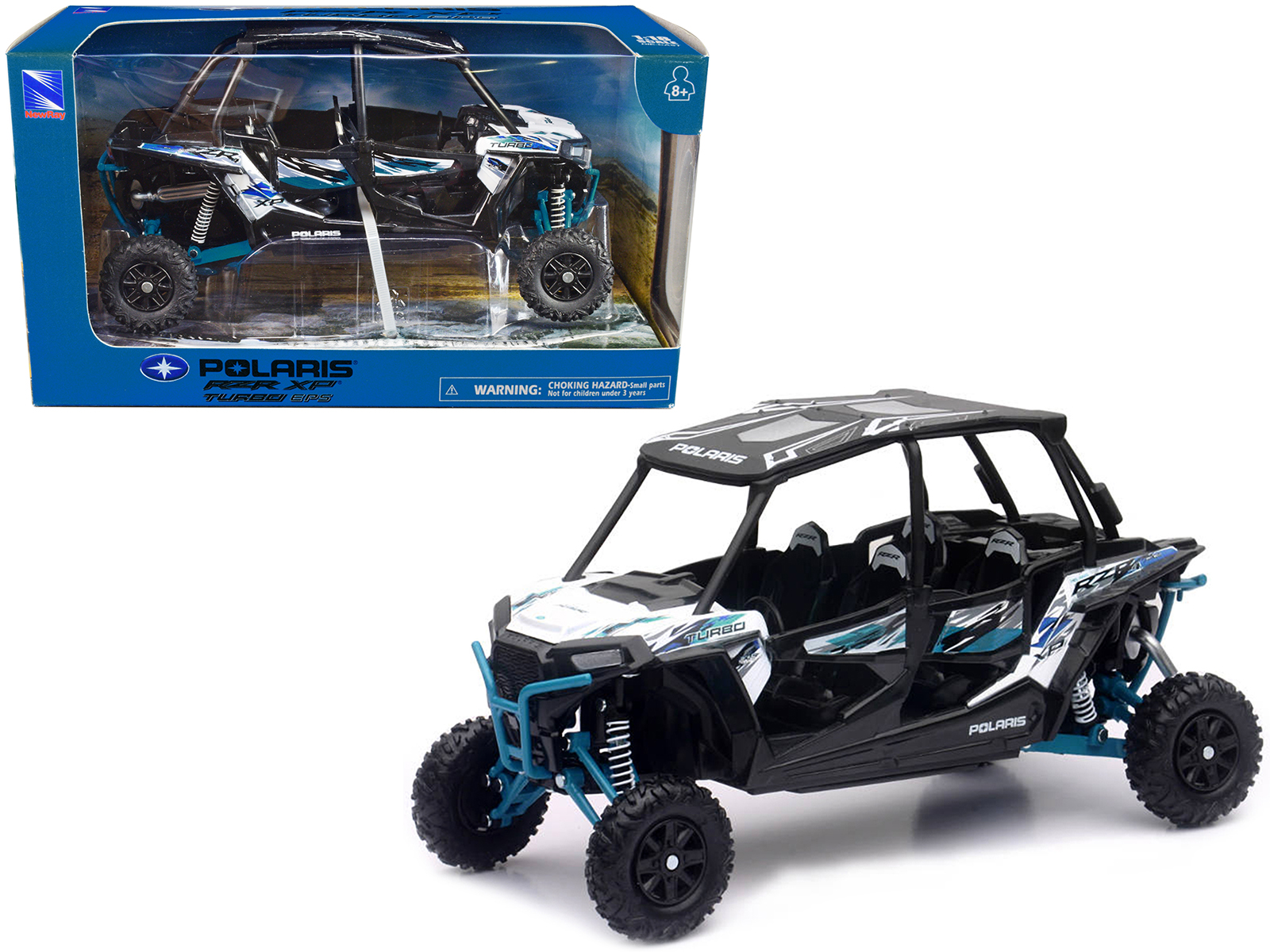 Polaris RZR XP 4 Turbo EPS Sport UTV Red Metallic with Graphics and Black Top "Xtreme Off-Road" Series 1/18 Diecast Model by New Ray