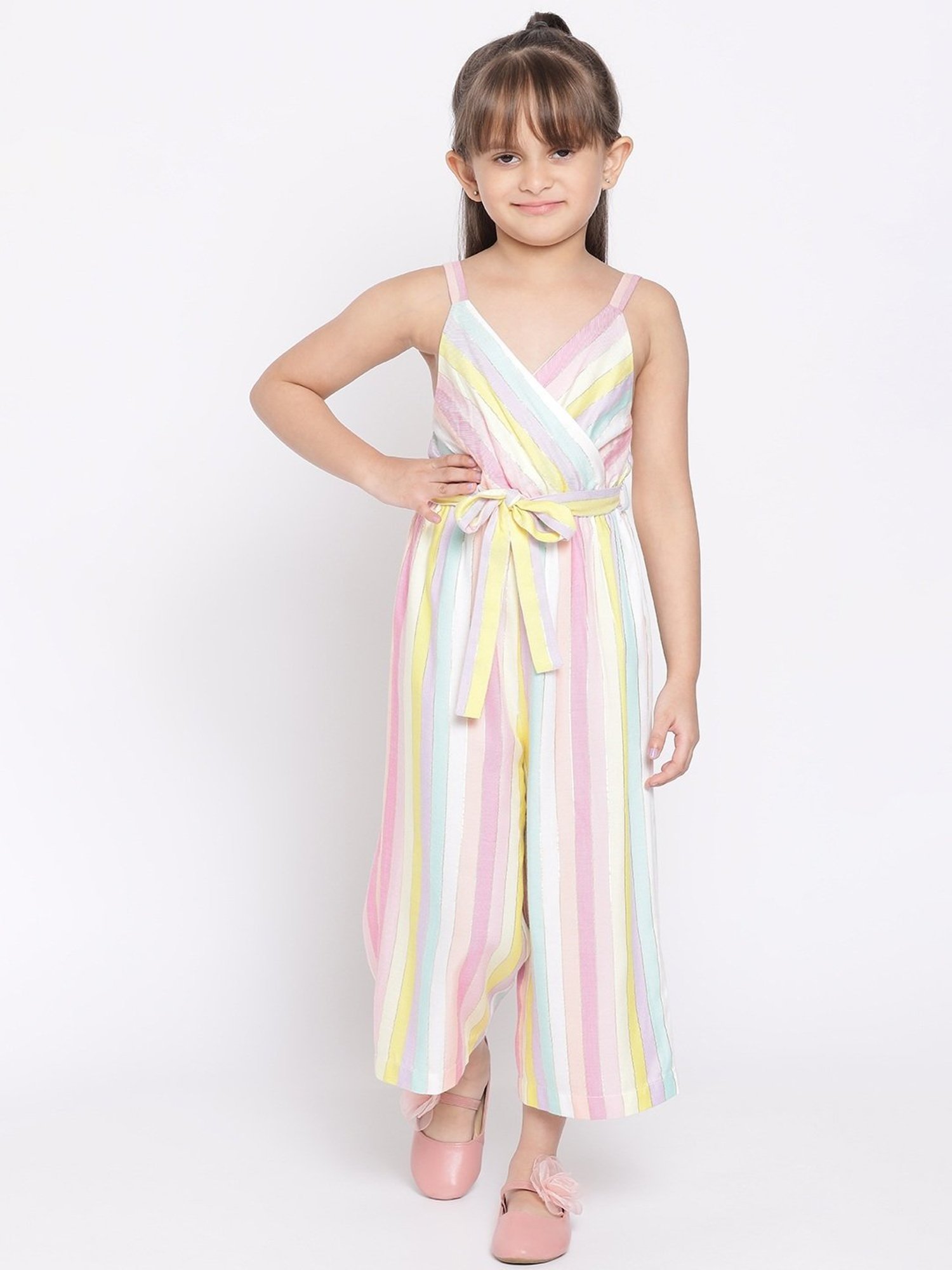 Nauti Nati Kids Multicolor Cotton Striped Jumpsuit