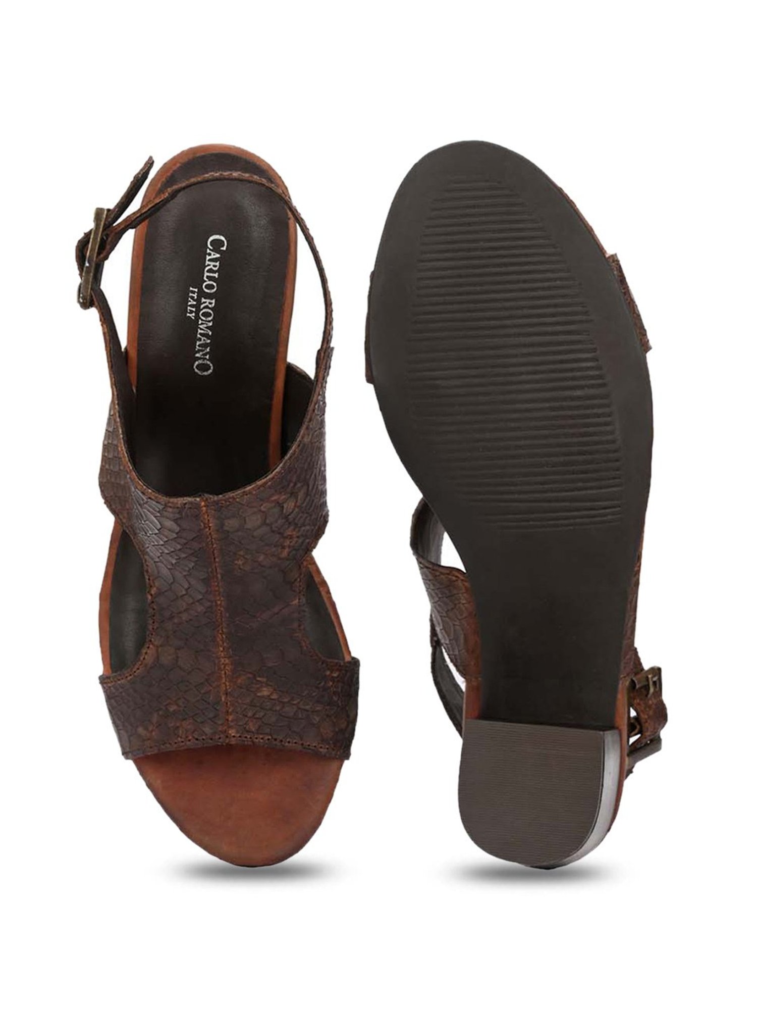 Carlo Romano Women's Brown Ankle Strap Sandals
