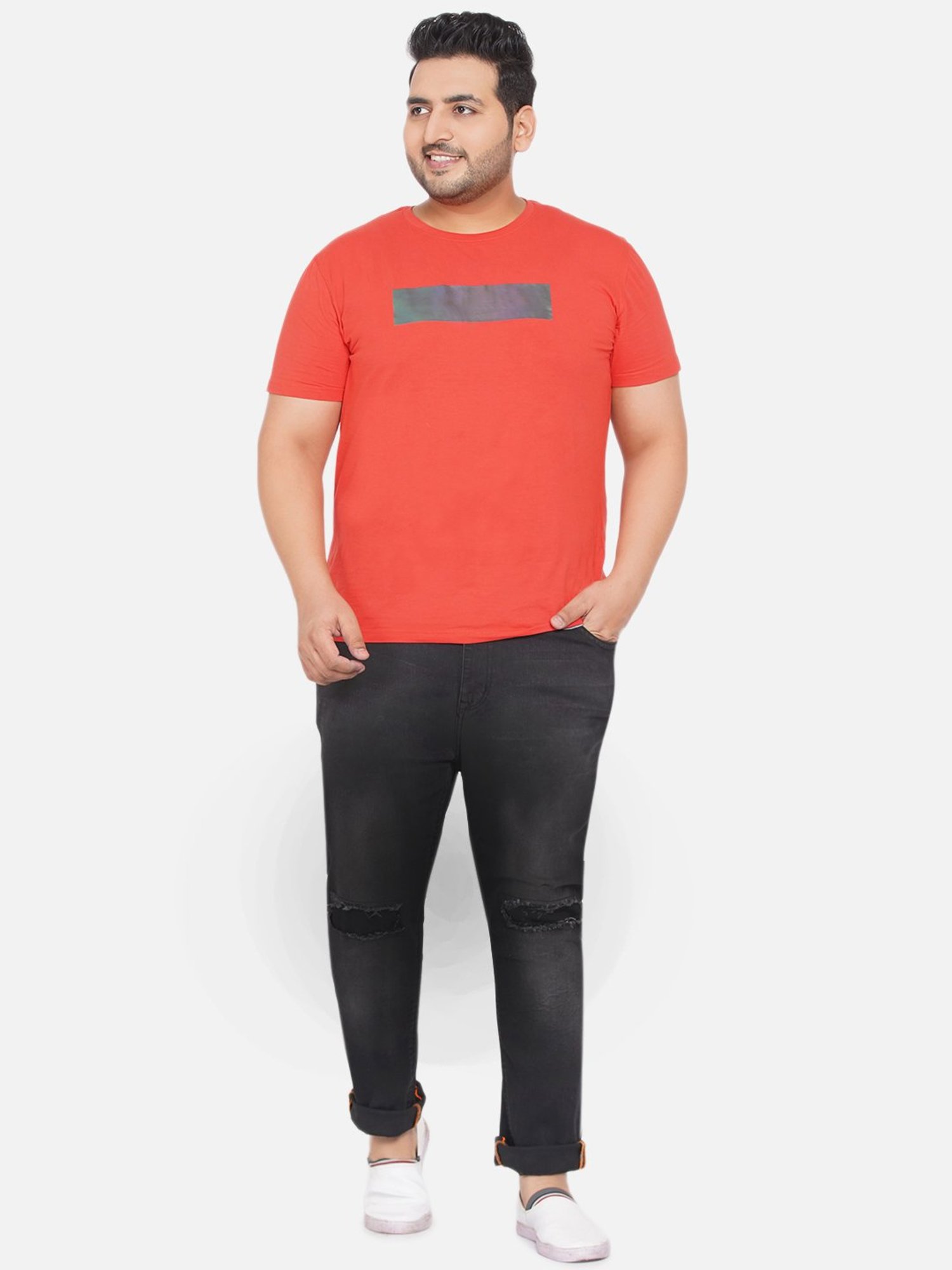 John Pride Black Regular Fit Plus Size Lightly Washed Jeans