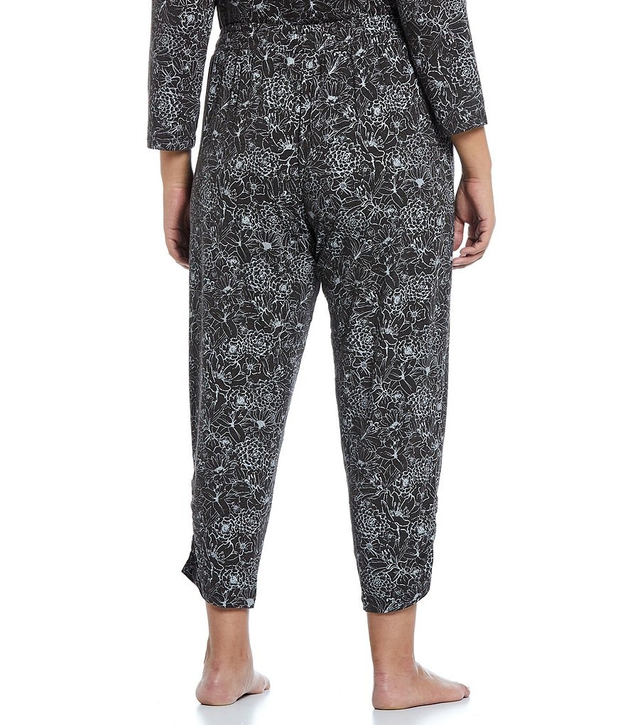 VAN WINKLE & CO. Plus Size Floral Print Ankle Length Jersey Knit Coordinating Sleep Pants