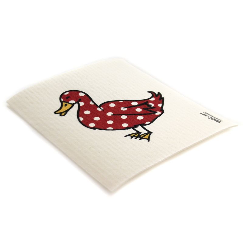 Swedish Dish Cloth 7.75" Red Duck Absorbent Cleaning Cloth Webbed Feet  -  Dish Cloth