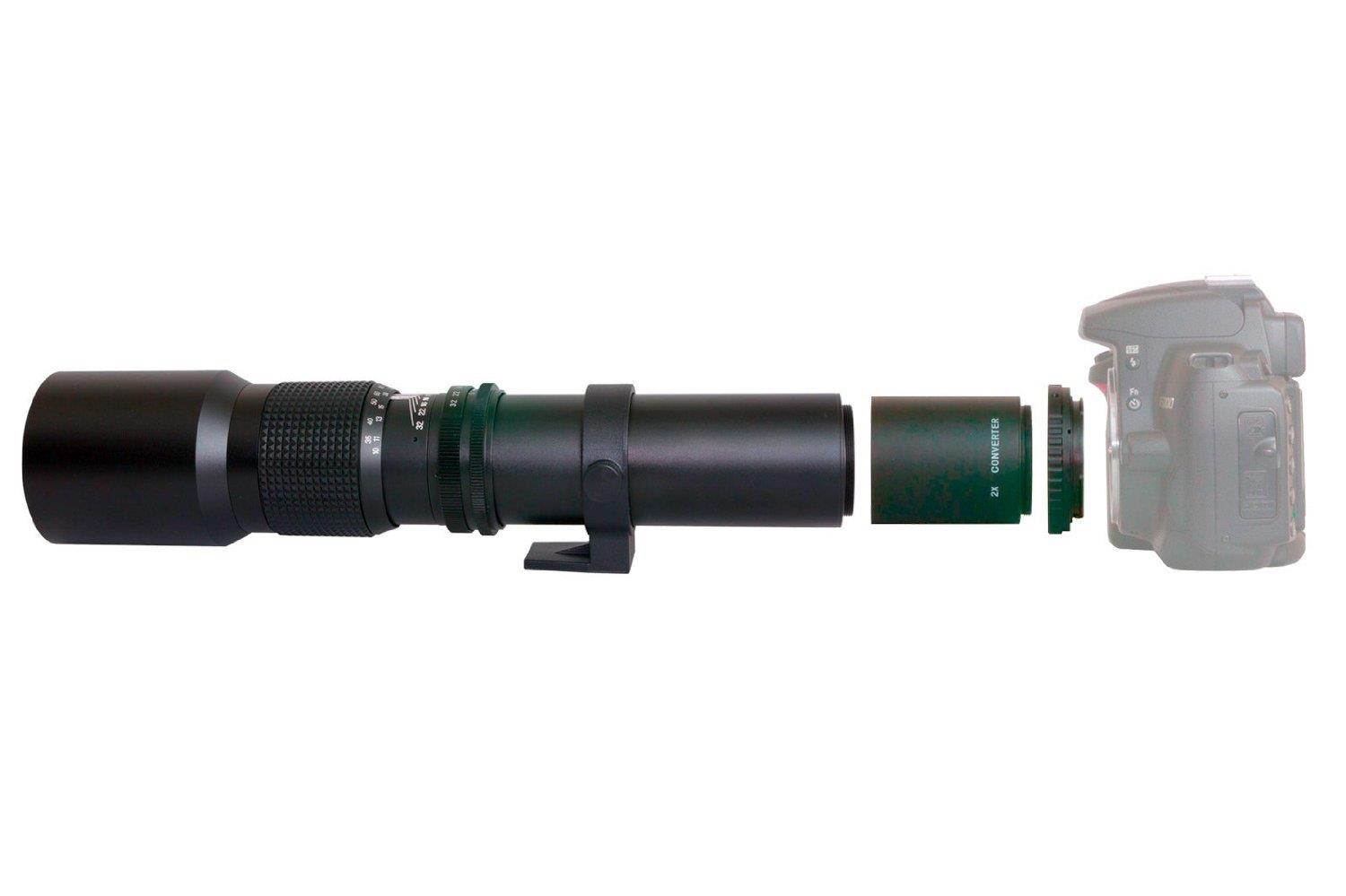 Opteka High Definition 500mm / 1000mm f/8 Preset Telephoto Lens for Nikon Digital & Film SLR Cameras