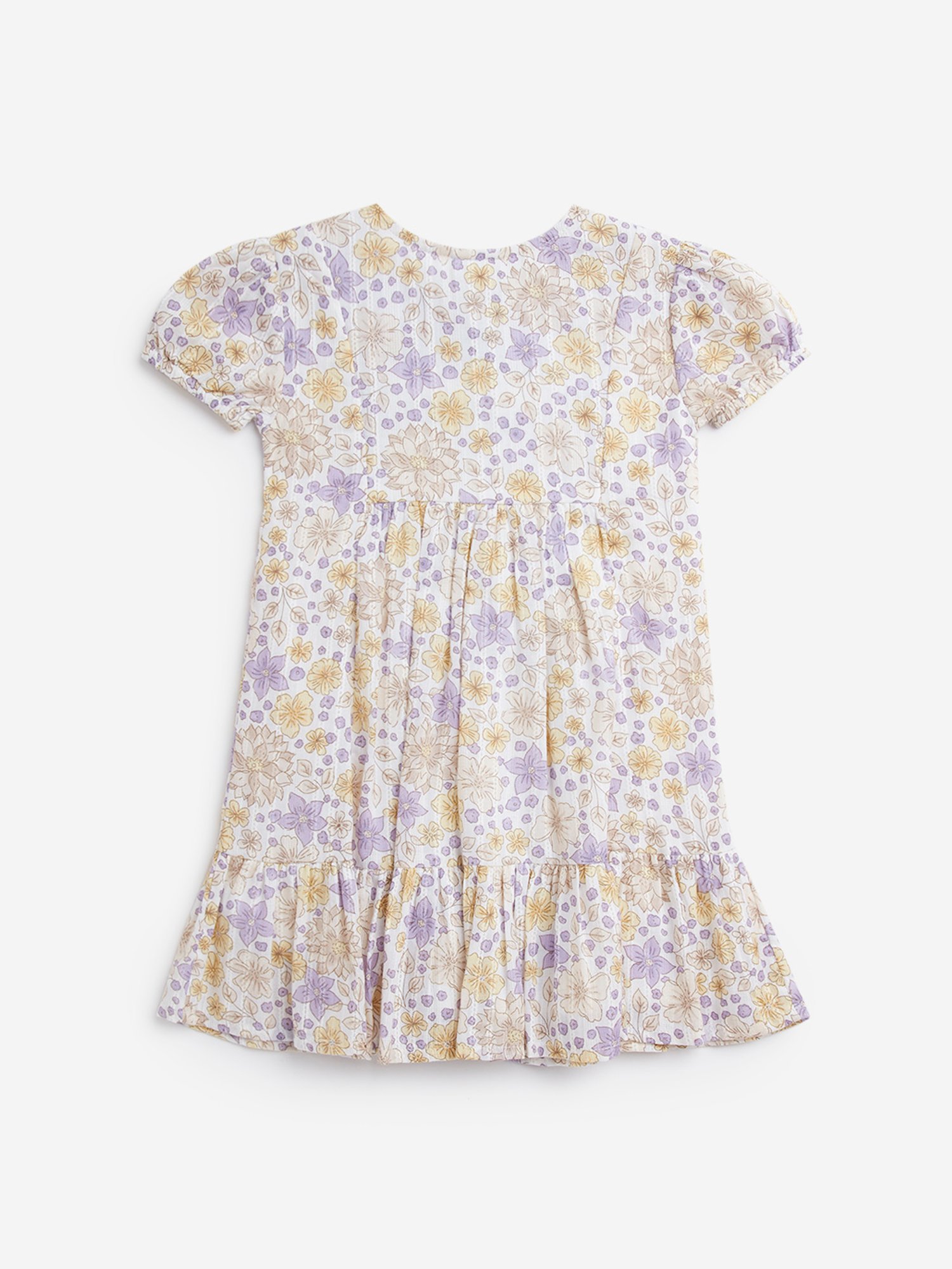 HOP Kids by Westside Lilac Floral Design Drop-Waist Cotton Dress