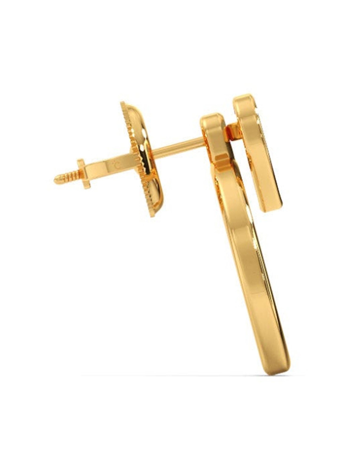 Candere by Kalyan Jewellers Peacock Collection 18k Yellow Gold Stud Earrings for Women