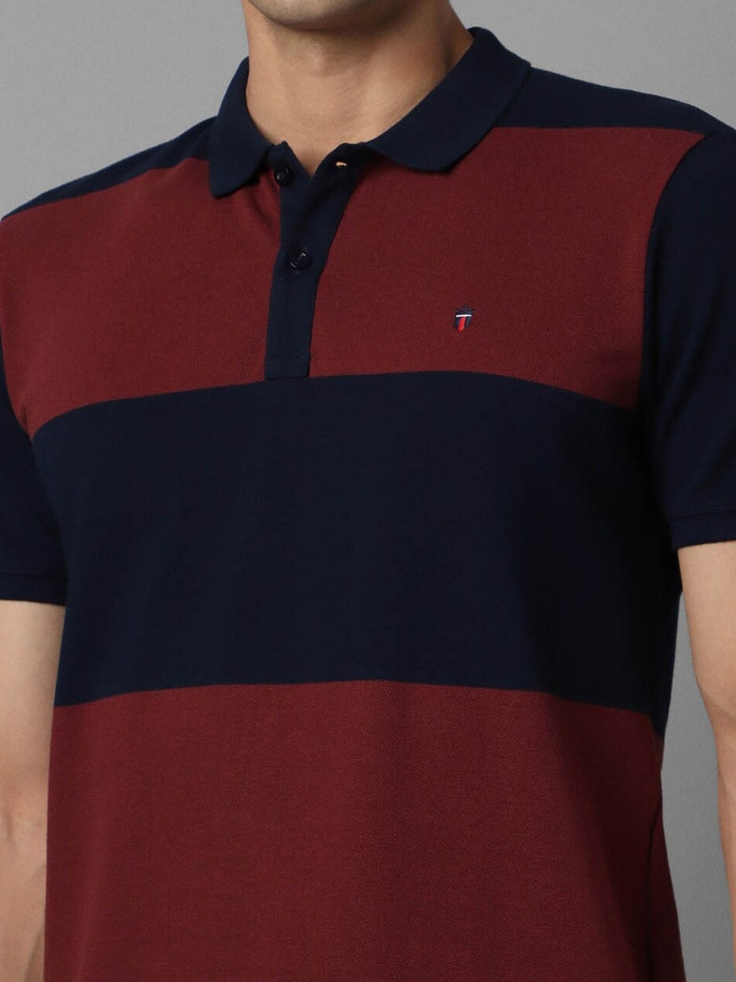 Louis Philippe Jeans Navy Cotton Slim Fit Printed Polo T-Shirt