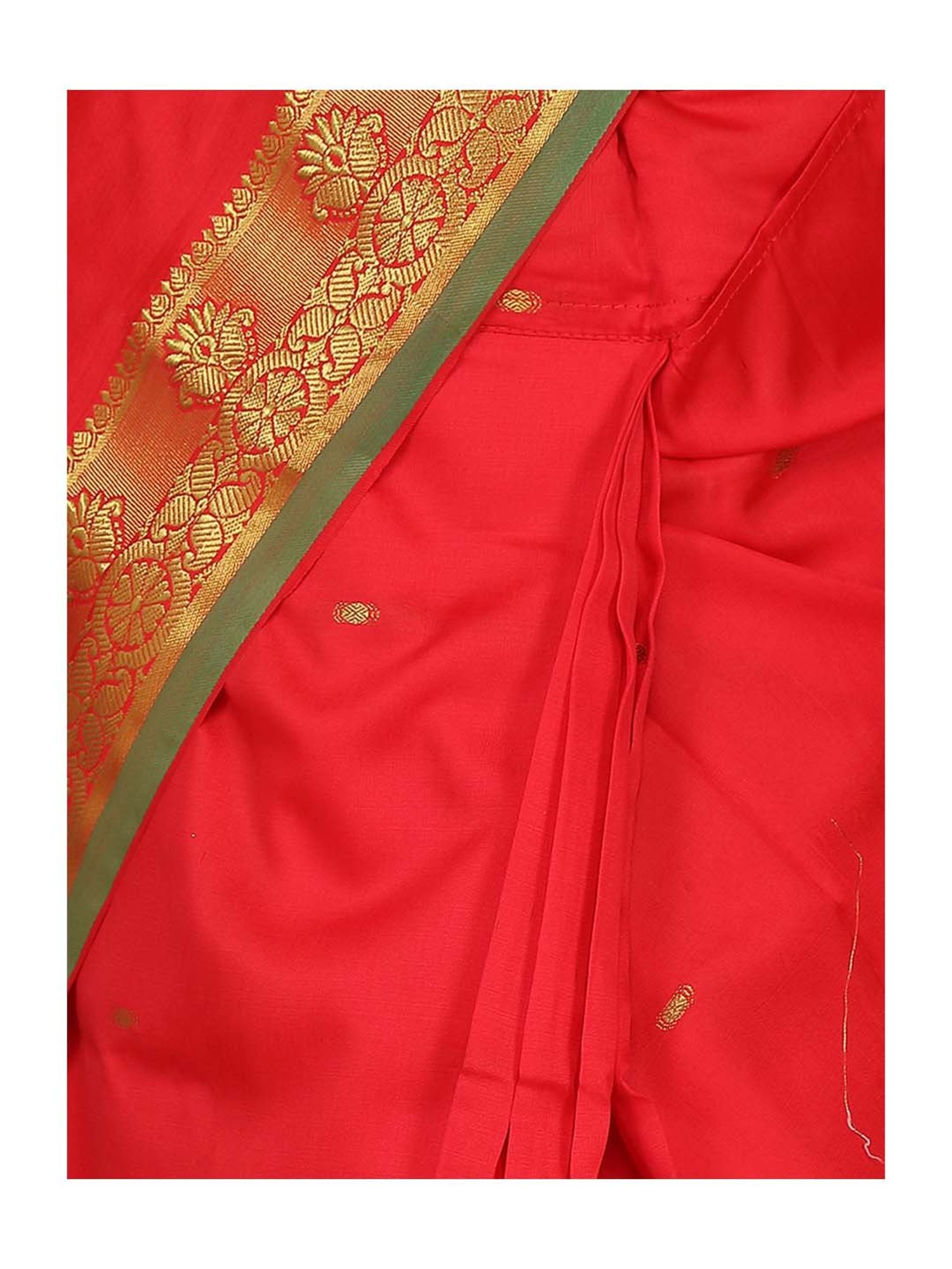 LilPicks Kids Green & White Regular Fit Saree