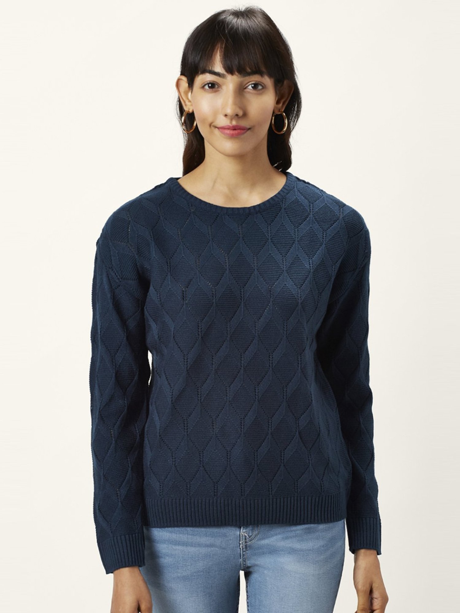 Honey by Pantaloons Blue Self Pattern Sweater