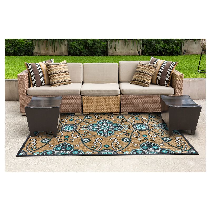 5'X7'6" Scroll Loomed Area Rugs Tan/Charcoal - Weave & Wander