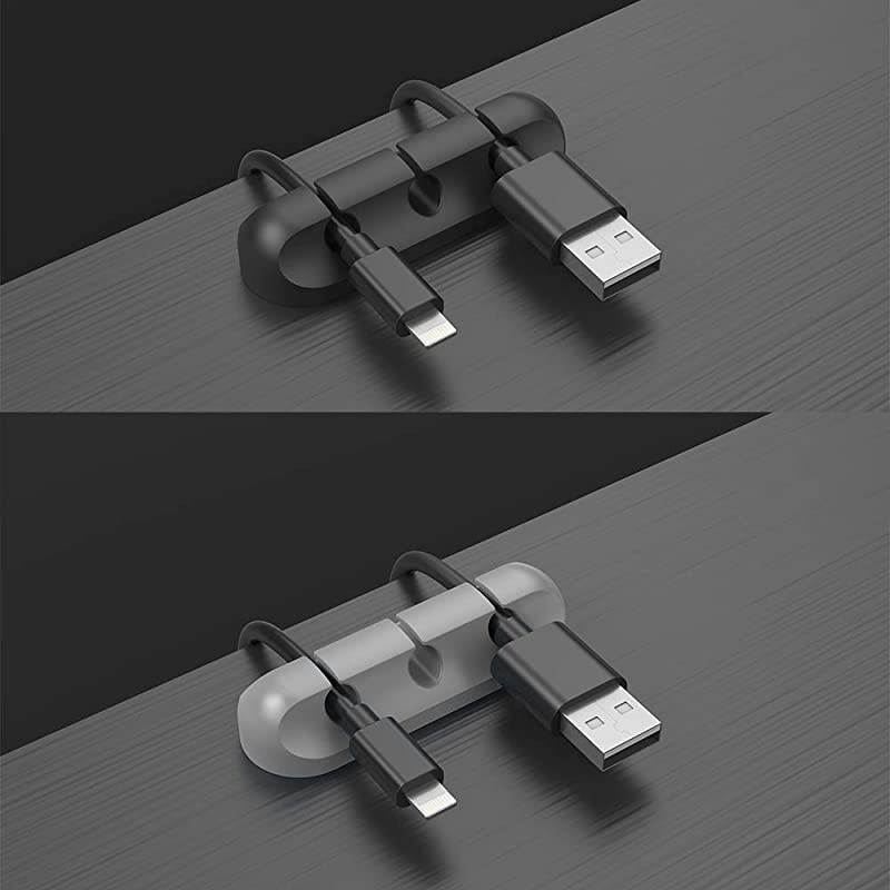 2 Pack Cable Clip  Cord Organizer Cable Management 6mm Wire Holder System Rubber Adhesive Cord Hooks fit Home Office Cubicle Car Desk Accessories 3 Black Gray