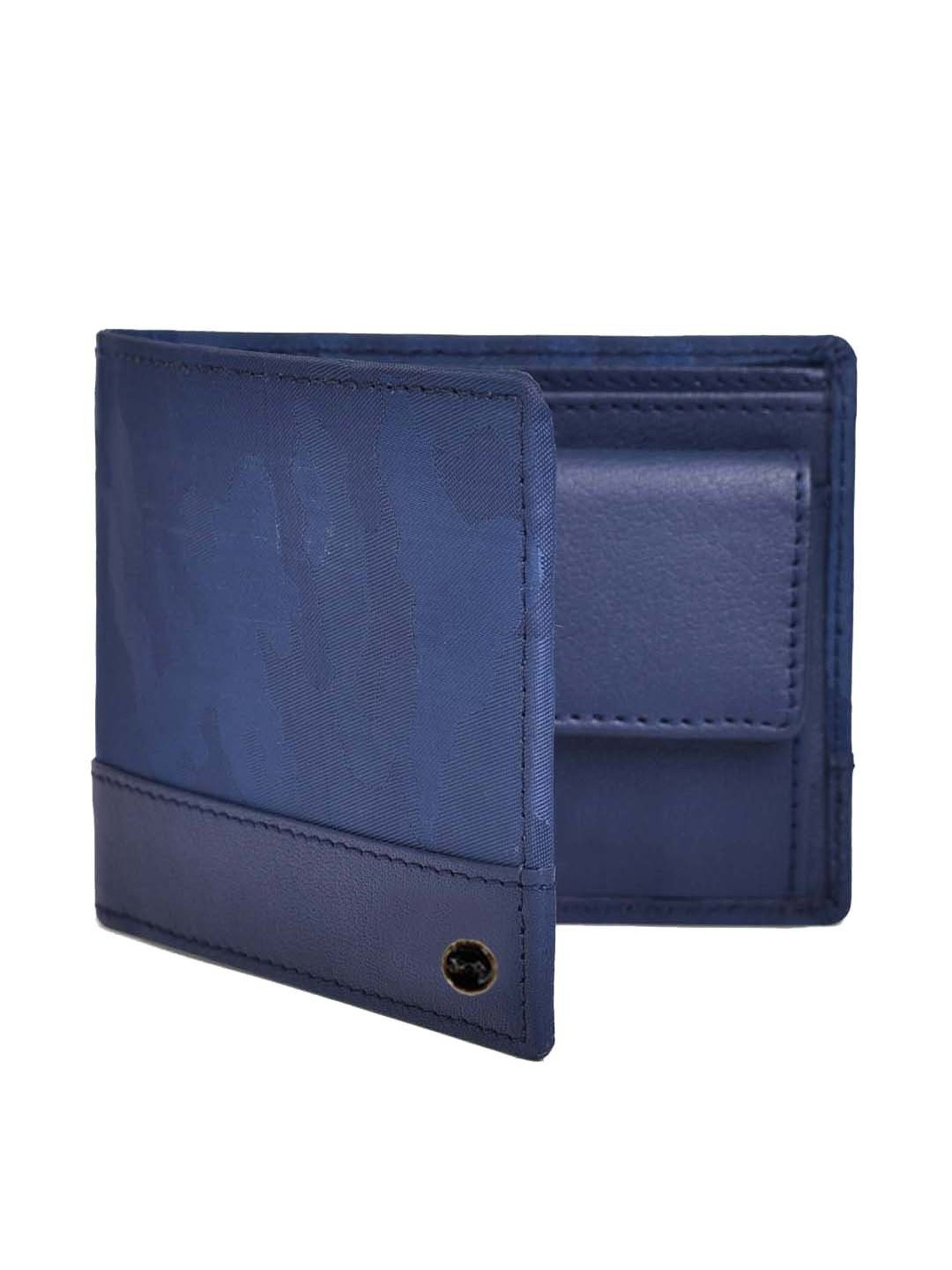 BELWABA Navy Casual Leather Bi-Fold Wallet for Men