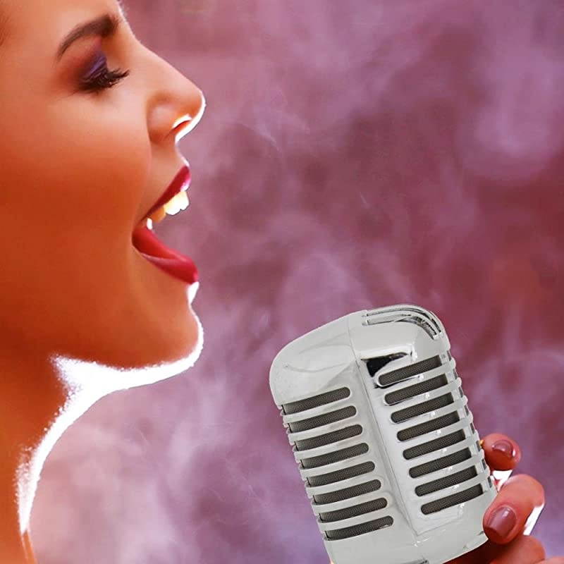 Classic Retro Dynamic Vocal Microphone Old Vintage Style Metal Unidirectional Cardioid Mic with XLR Cable Universal Stand Adapter Live Performance Studio Recording  Pro PDMICR68SL Silver