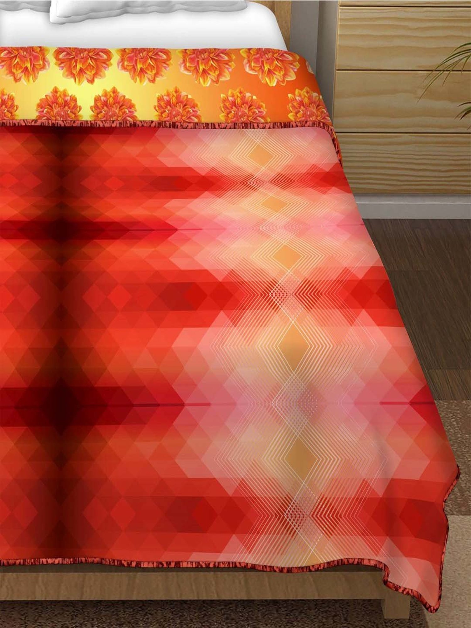 Bella Casa Breeze Collection Yellow & Red 150 GSM Double Reversible Dohar