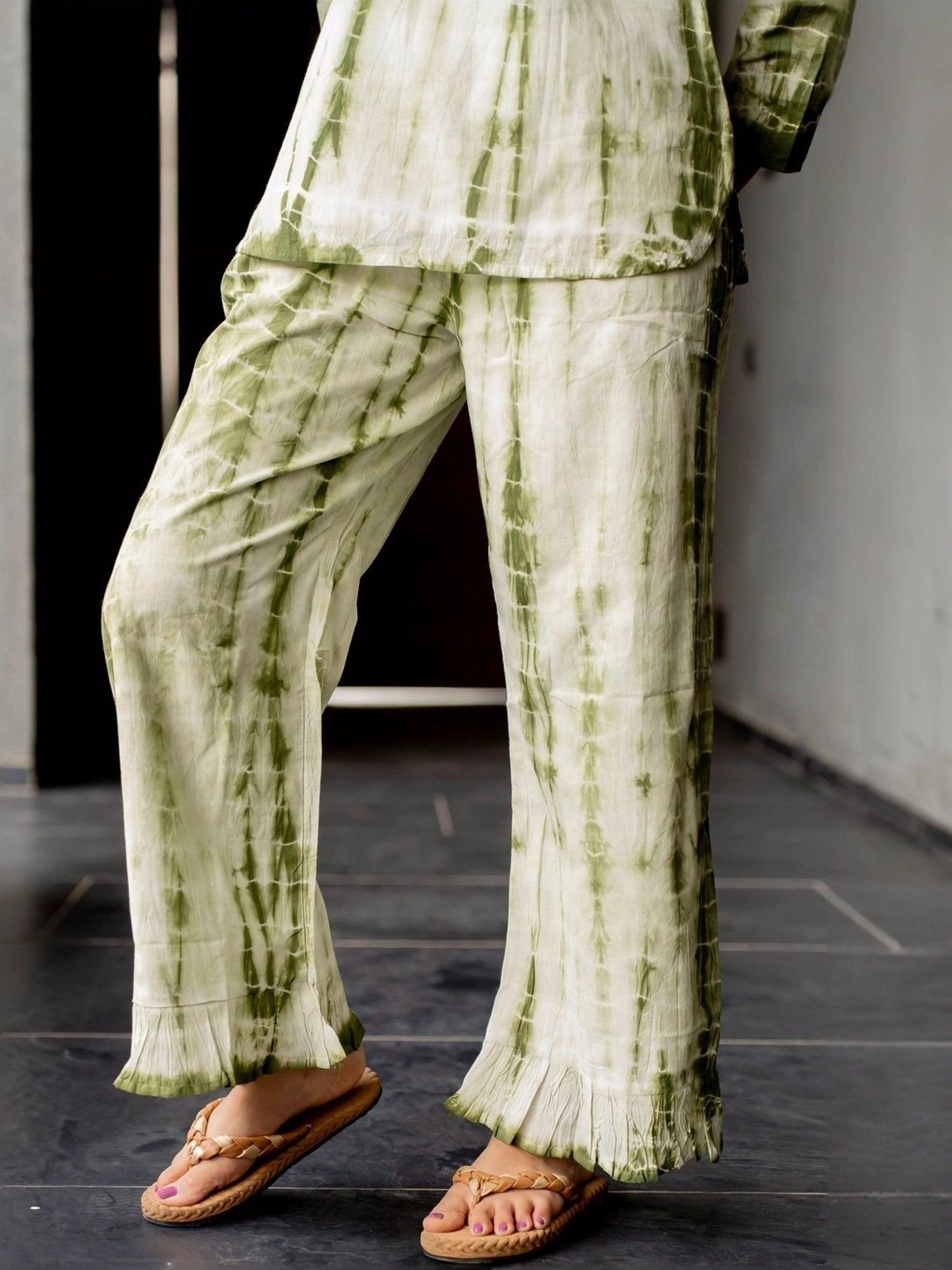 MIRCHI FASHION Green Cotton Printed Top Pant Set