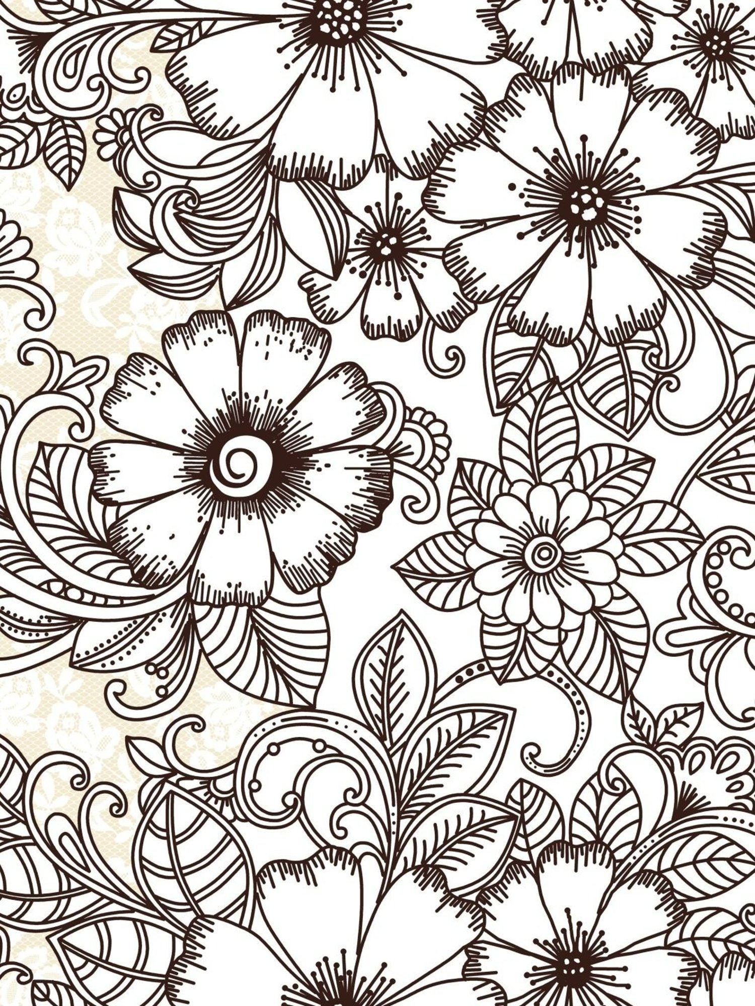 My Room Floral Brown & Beige 140 TC Cotton King Bed Sheet with 2 Pillow Covers