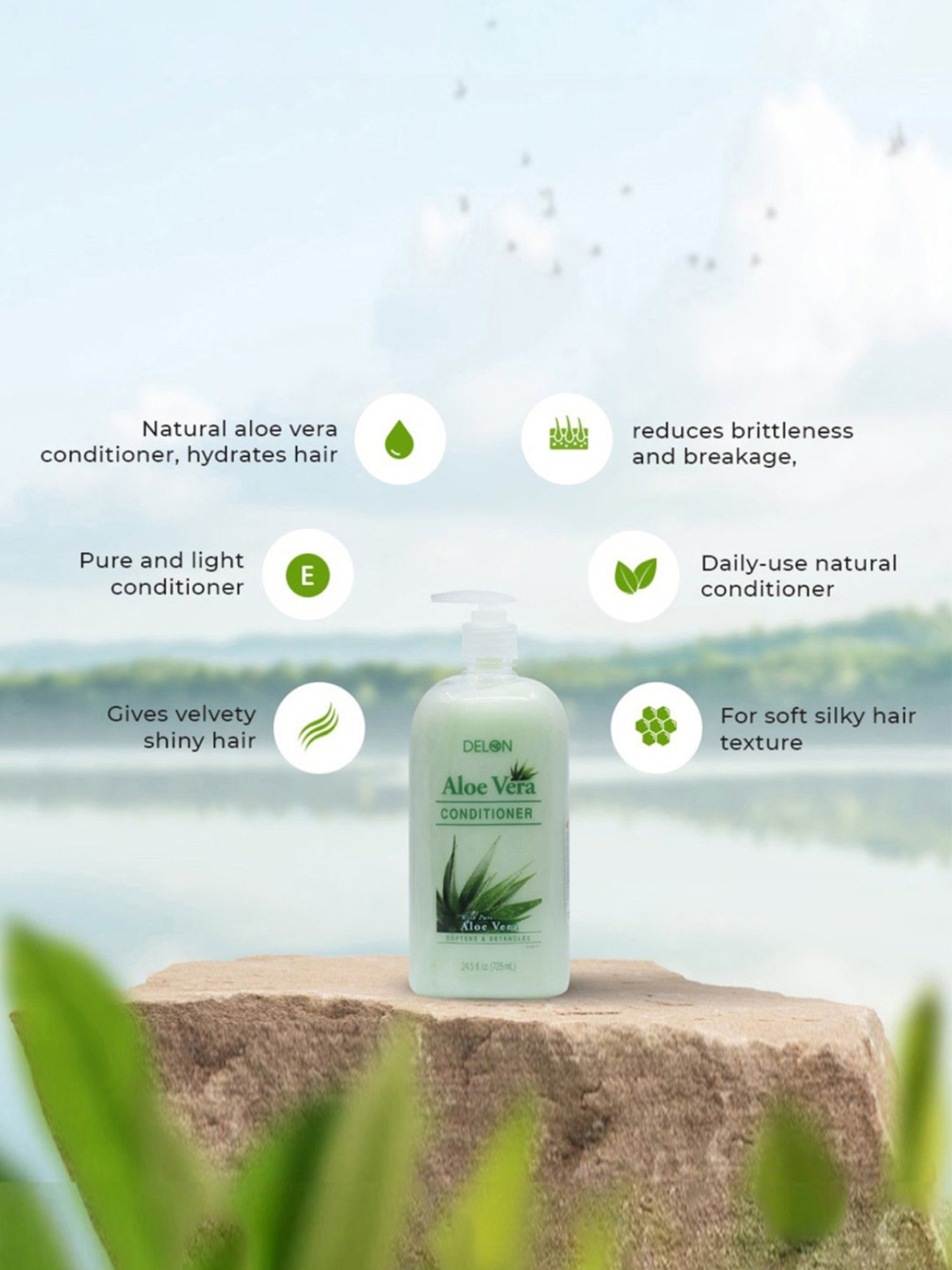 Delon Softens & Detangles Aloe Vera Conditioner - 725 ml