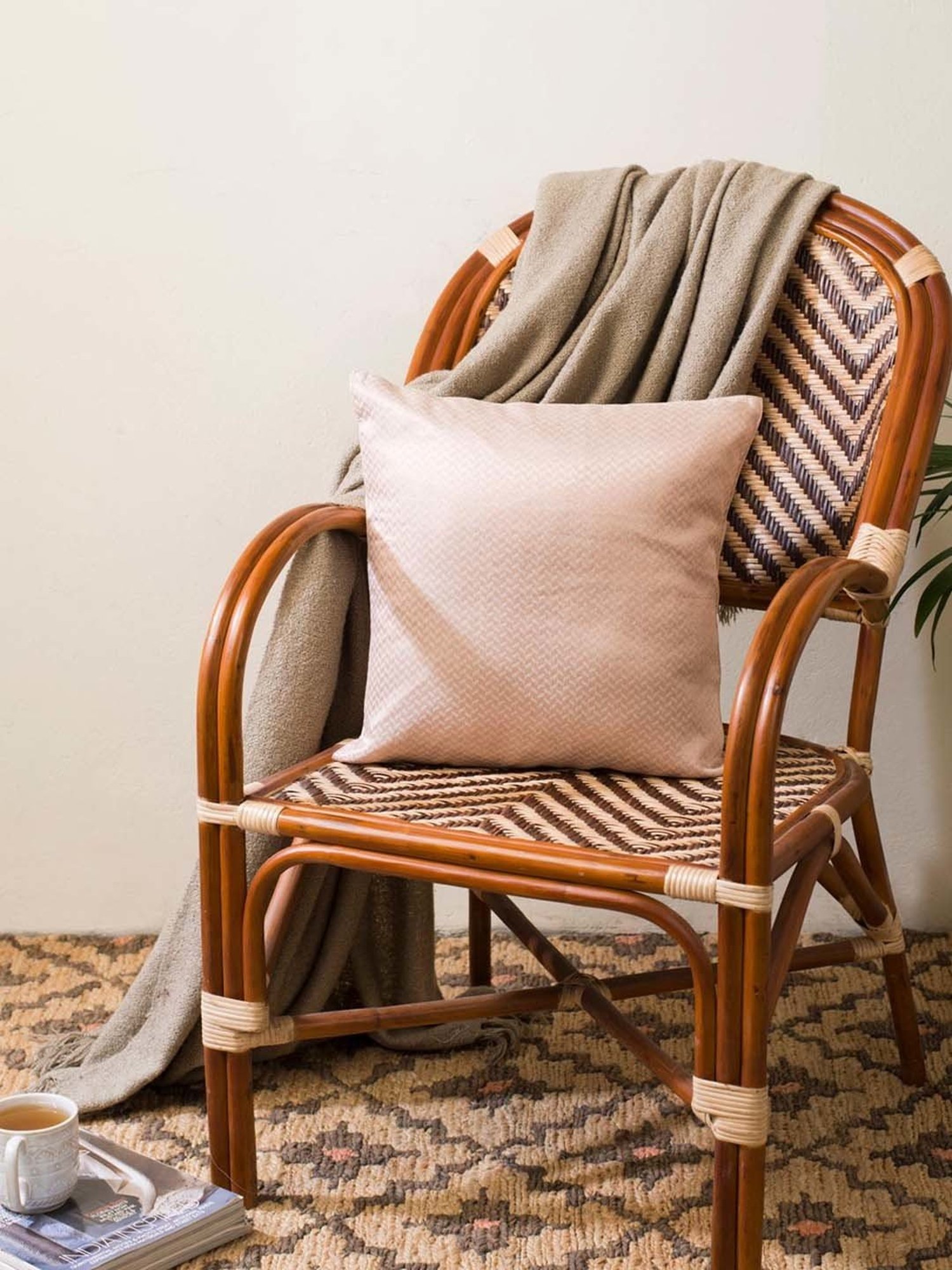 Fabindia Home Shaz Gold 100 GSM Silk Blend Cushion Cover