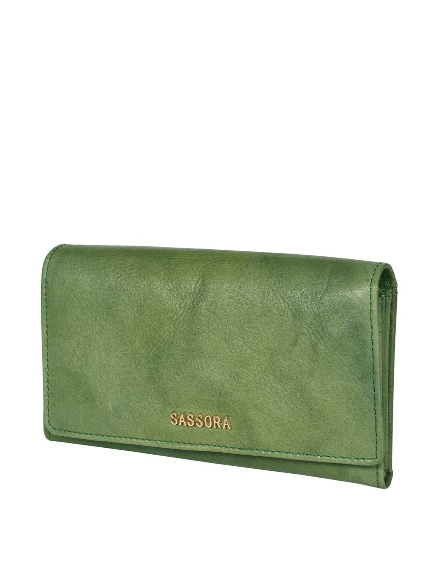 SASSORA Green Solid Rfid Wallet for Women