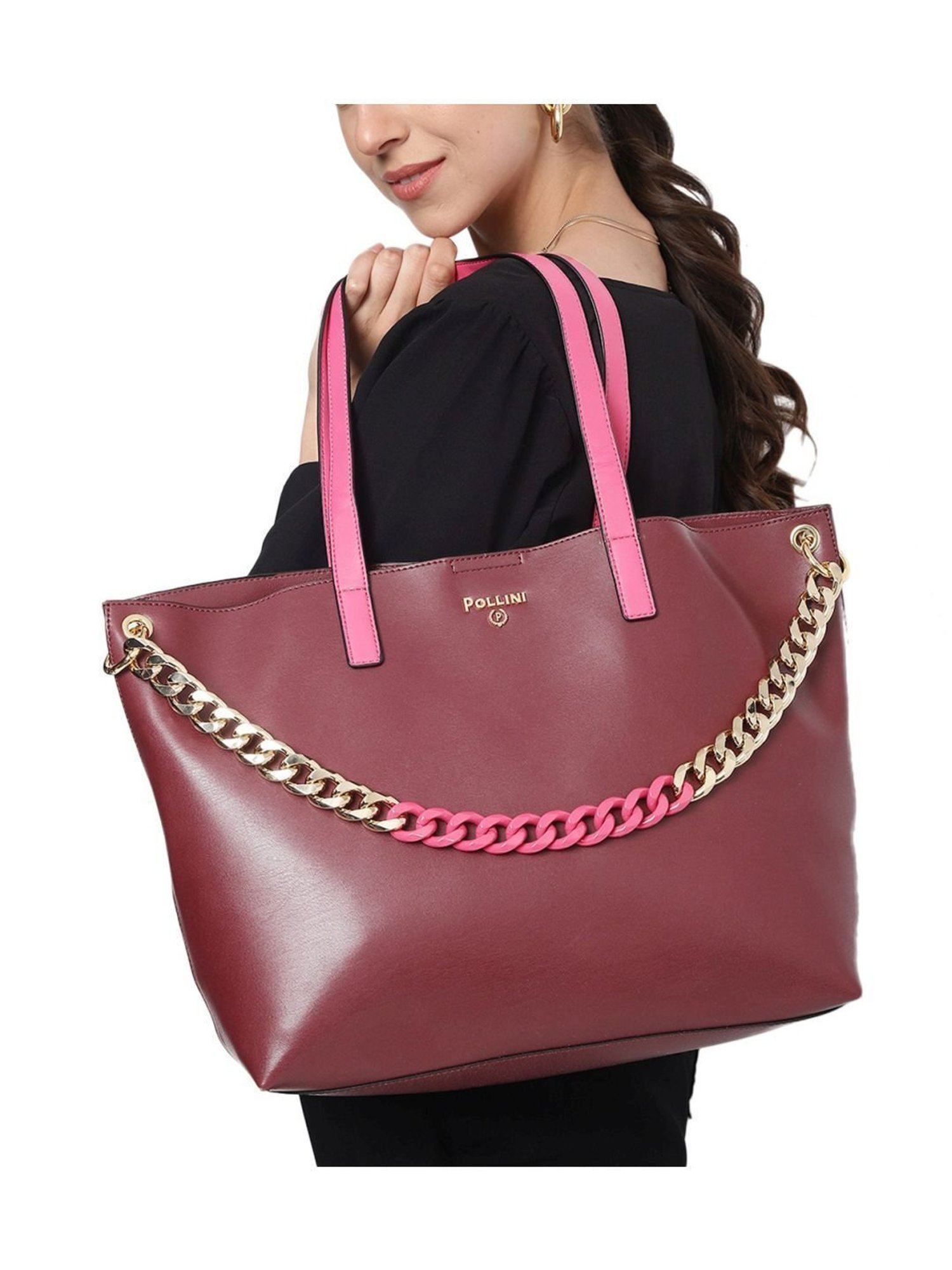 Pollini Maroon Large Tote