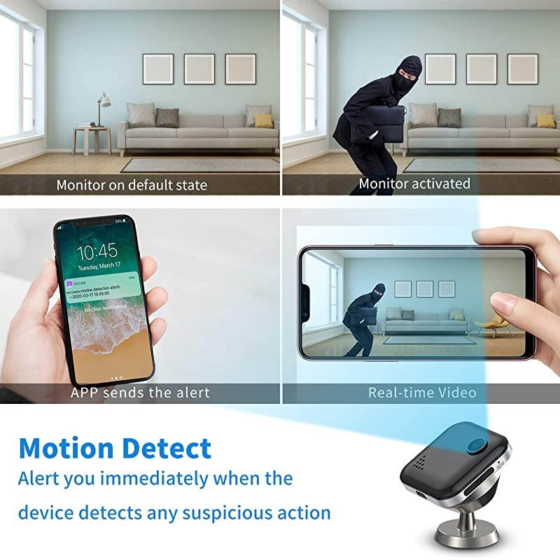 Spy Camera WiFi 1080P Wireless Hidden Camera Spy Cam Nanny Cam Audio Record Live Streaming Small Surveillance Camera Night Vision Motion Detection for HomeSecurityCar with Phone APP