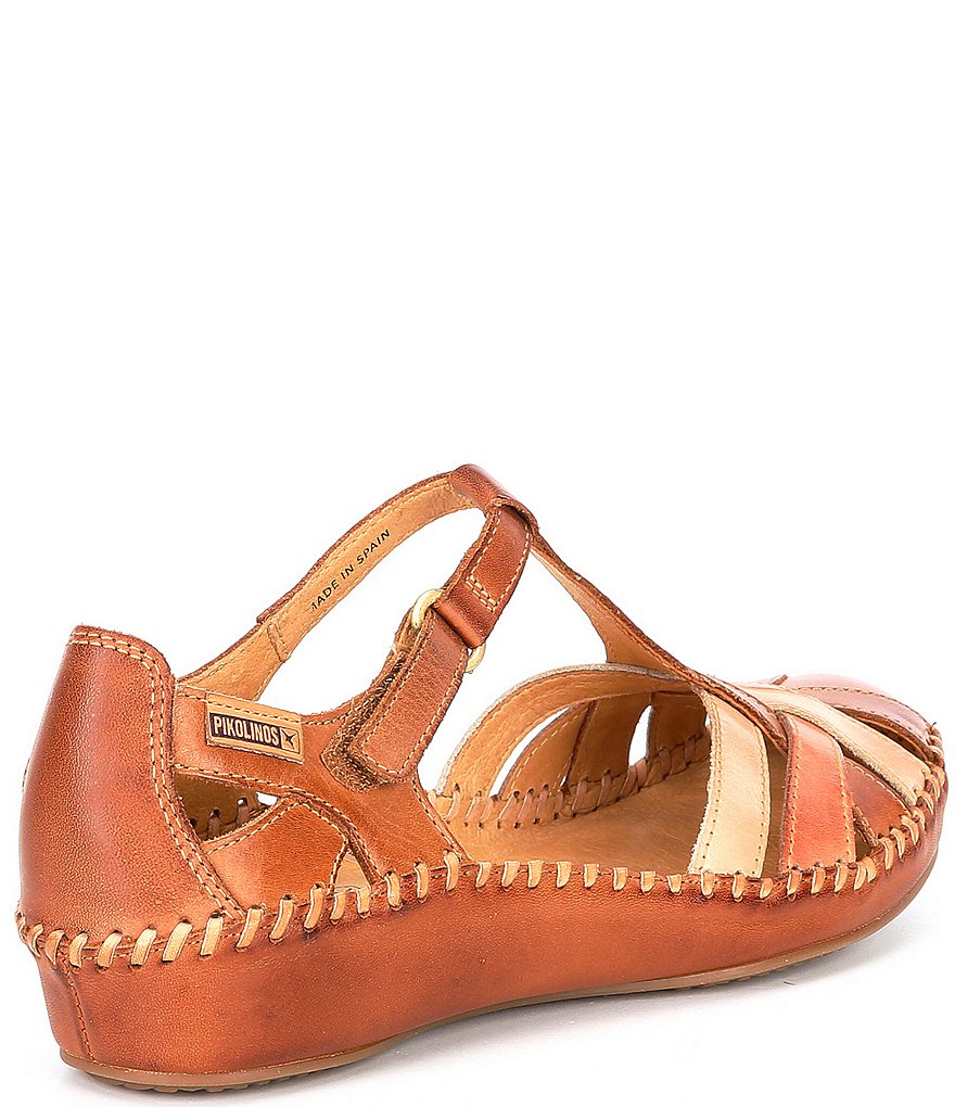 Pikolinos Puerto Vallarta Leather T-Strap Wedge Sandals