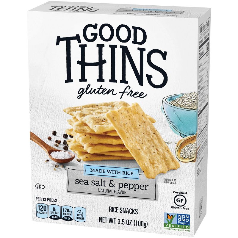 Good Thins Sea Salt & Pepper Rice Snacks Gluten Free Crackers - 3.5oz