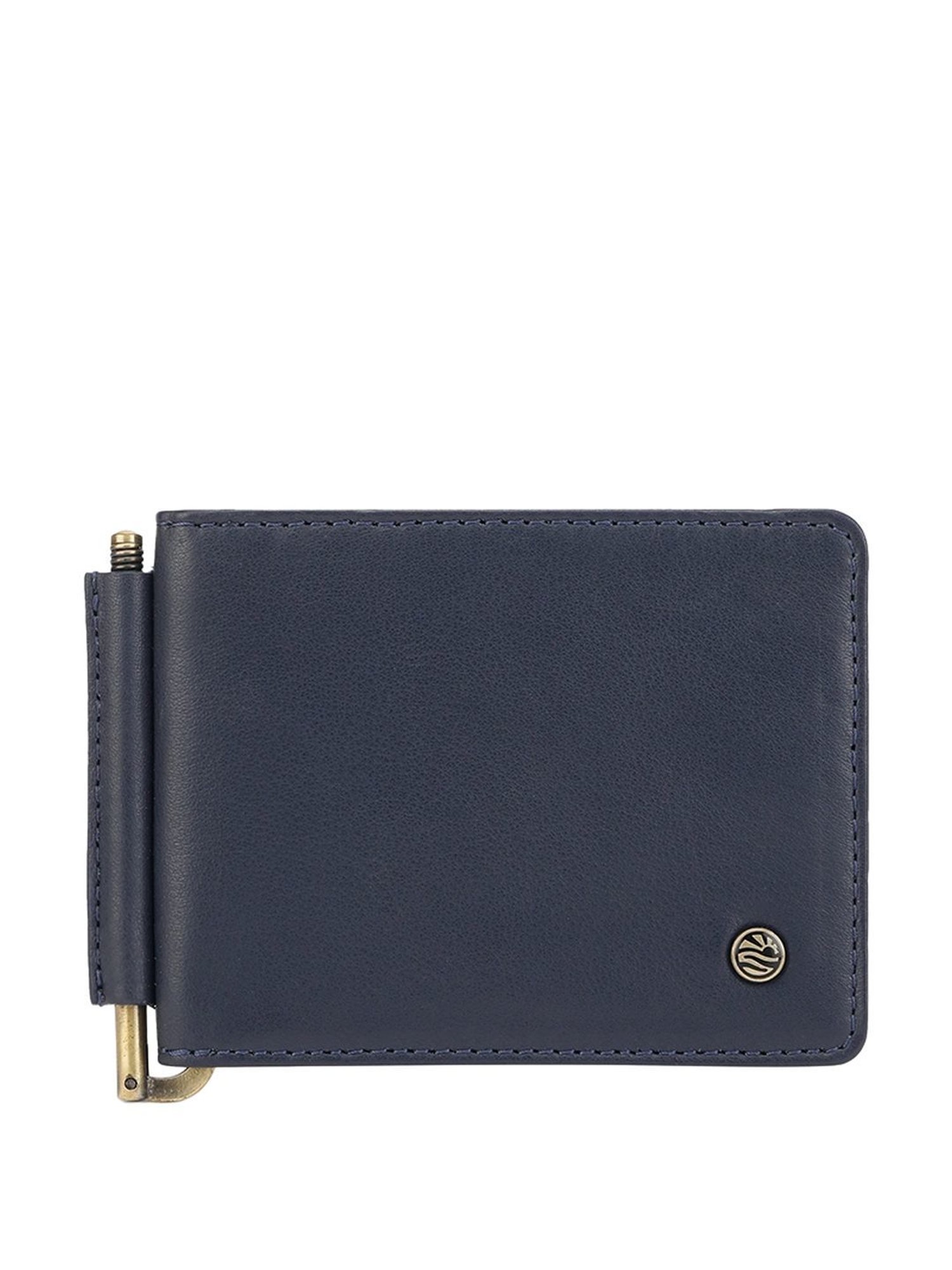 PERQUISITE Navy Casual Leather Bi-Fold Wallet for men