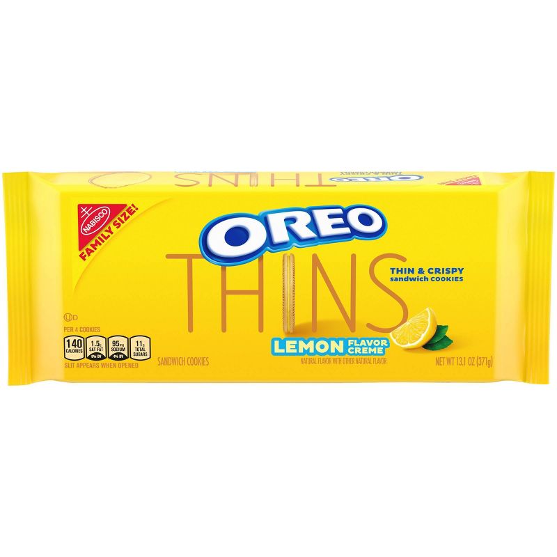Oreo Thins Lemon Flavor Creme Golden Sandwich Cookies Family Size - 13.1oz