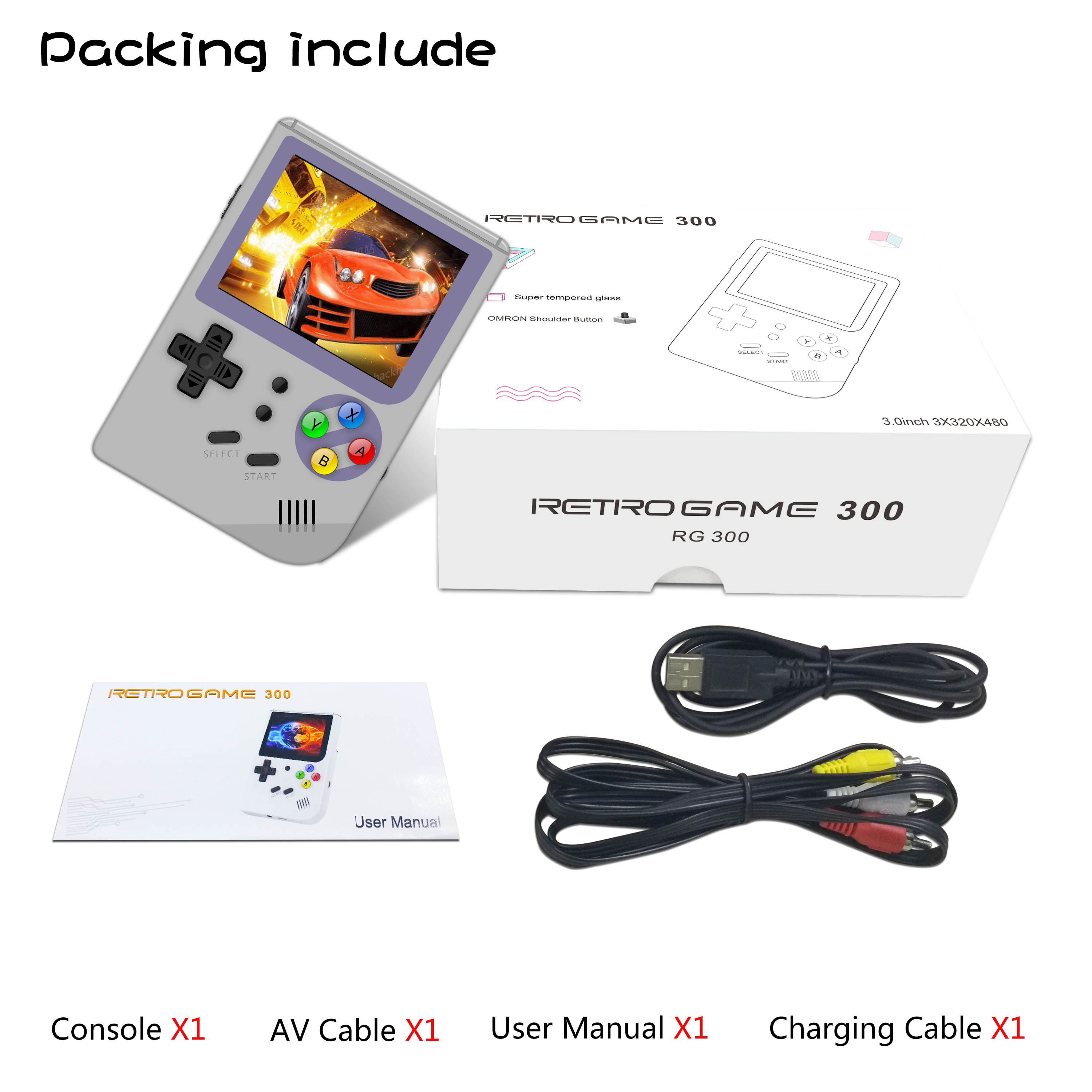 Open source handheld RG300 new Tony system GBA arcade nostalgic handheld game console 64G memory