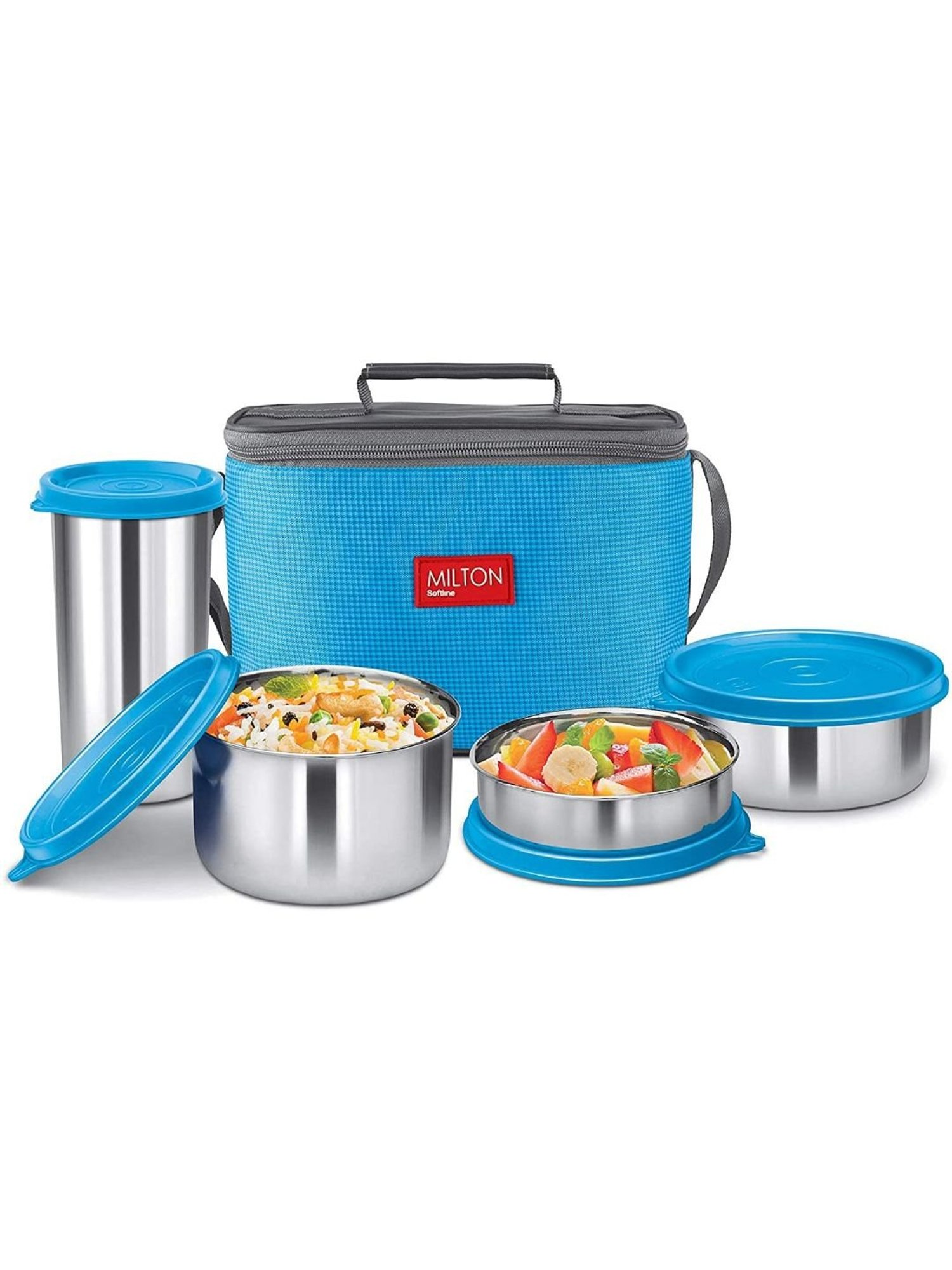 Milton Blue Stainless Steel Lunch Box With Bag