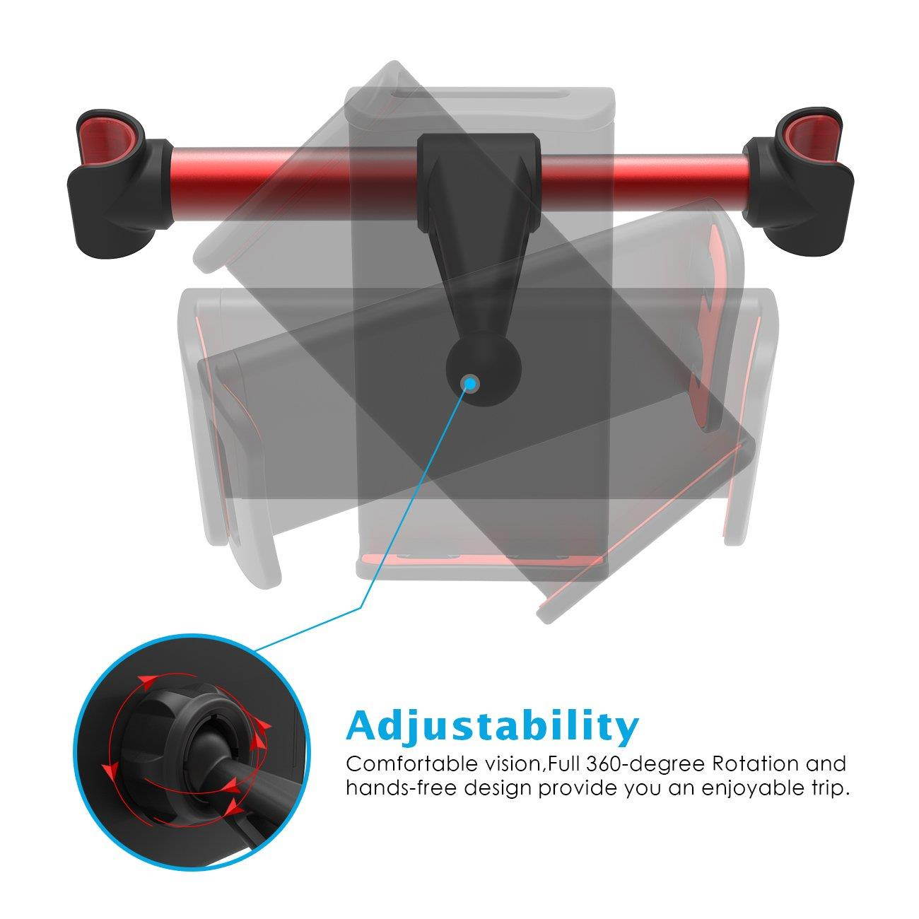 Lamicall Car Headrest Mount, Tablet Holder: Stand Cradle Compatible with Devices Such as iPad Mini 2 3 4, iPad Pro Air, Phone X 8 7 6 Plus 6s XS Max XR, Fire 7 8 HD, Other 4-10.5" Devices - Red