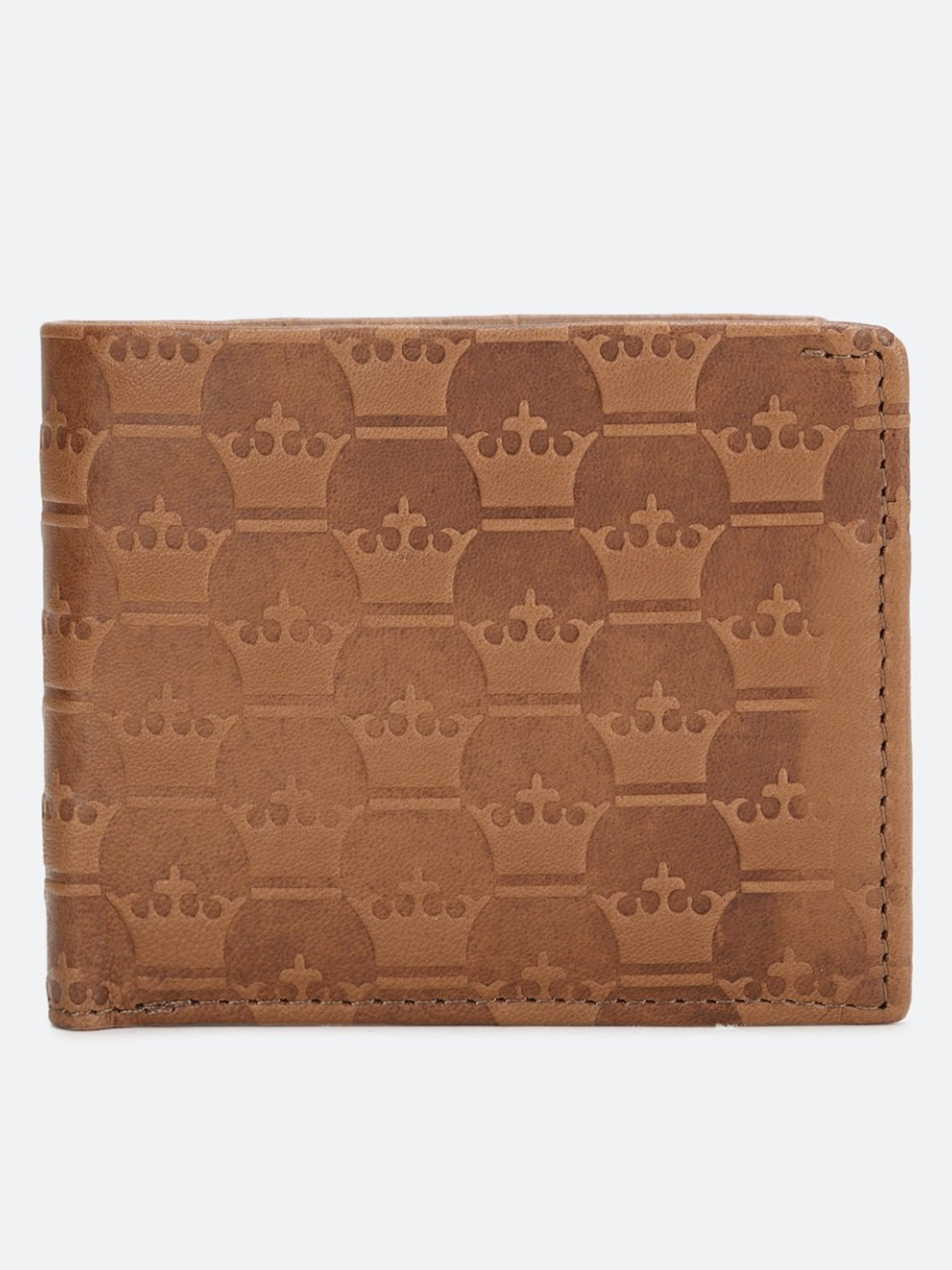 Louis Philippe Brown Leather Textured Bi-Fold Wallet