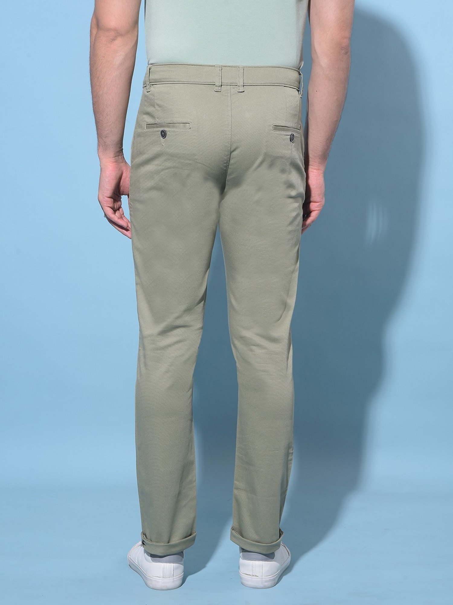 Crimsoune Club Green Cotton Slim Fit Chinos
