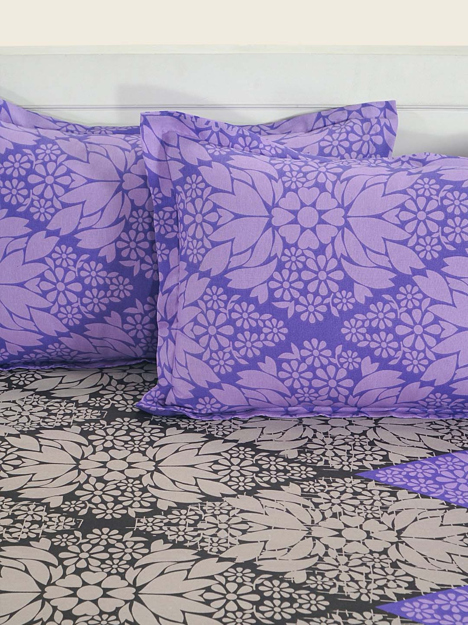 Swayam Floral Pink 144 TC Cotton Single Bedsheet with 1 Pillow Cover