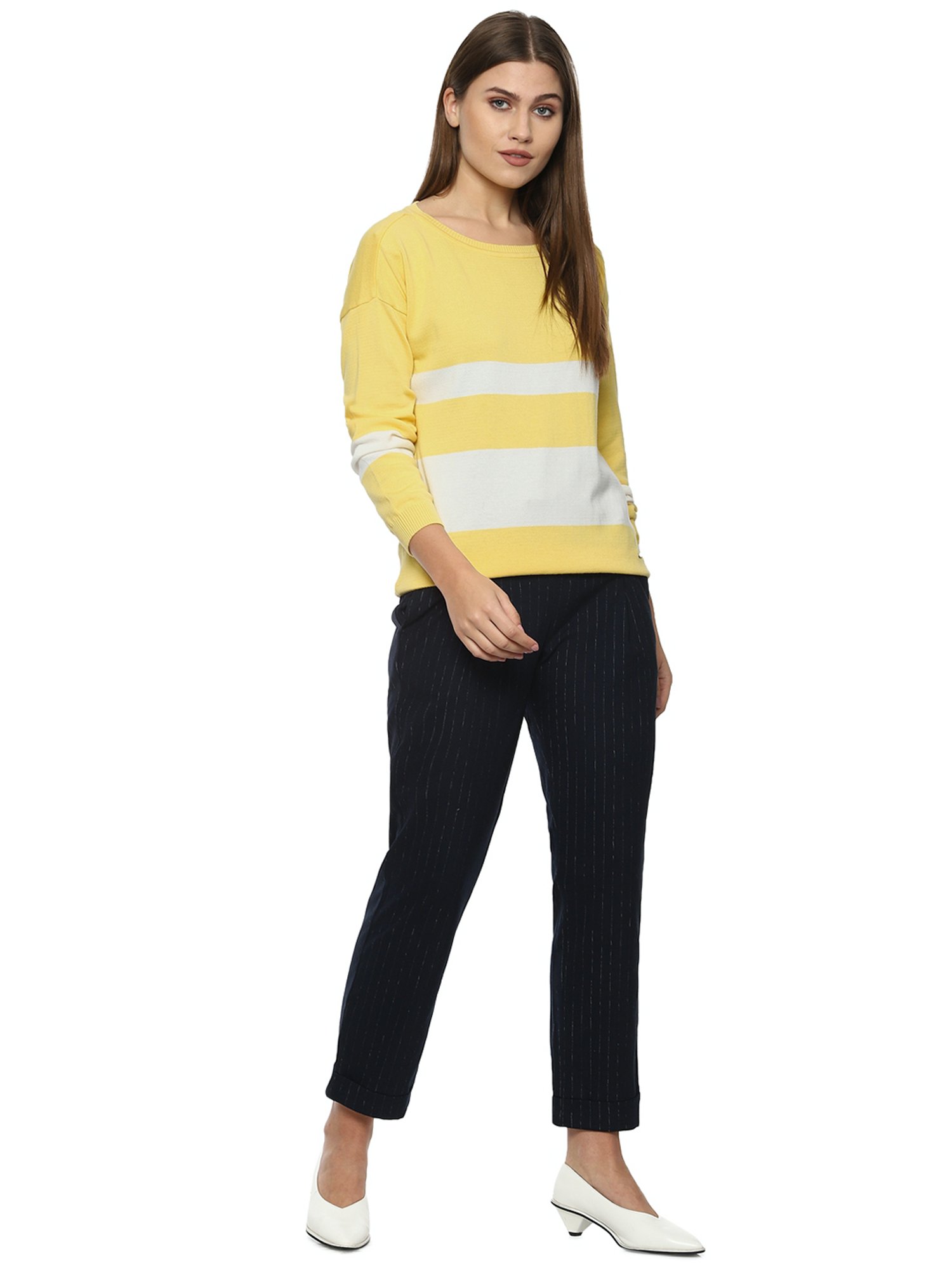 Van Heusen Yellow Round Neck Sweater