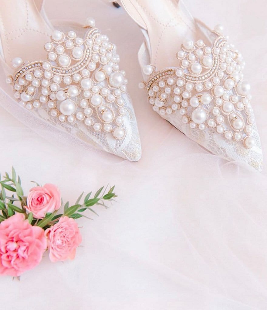J. Renee Desdemona Floral Pearl Ornament Ankle Strap Pumps